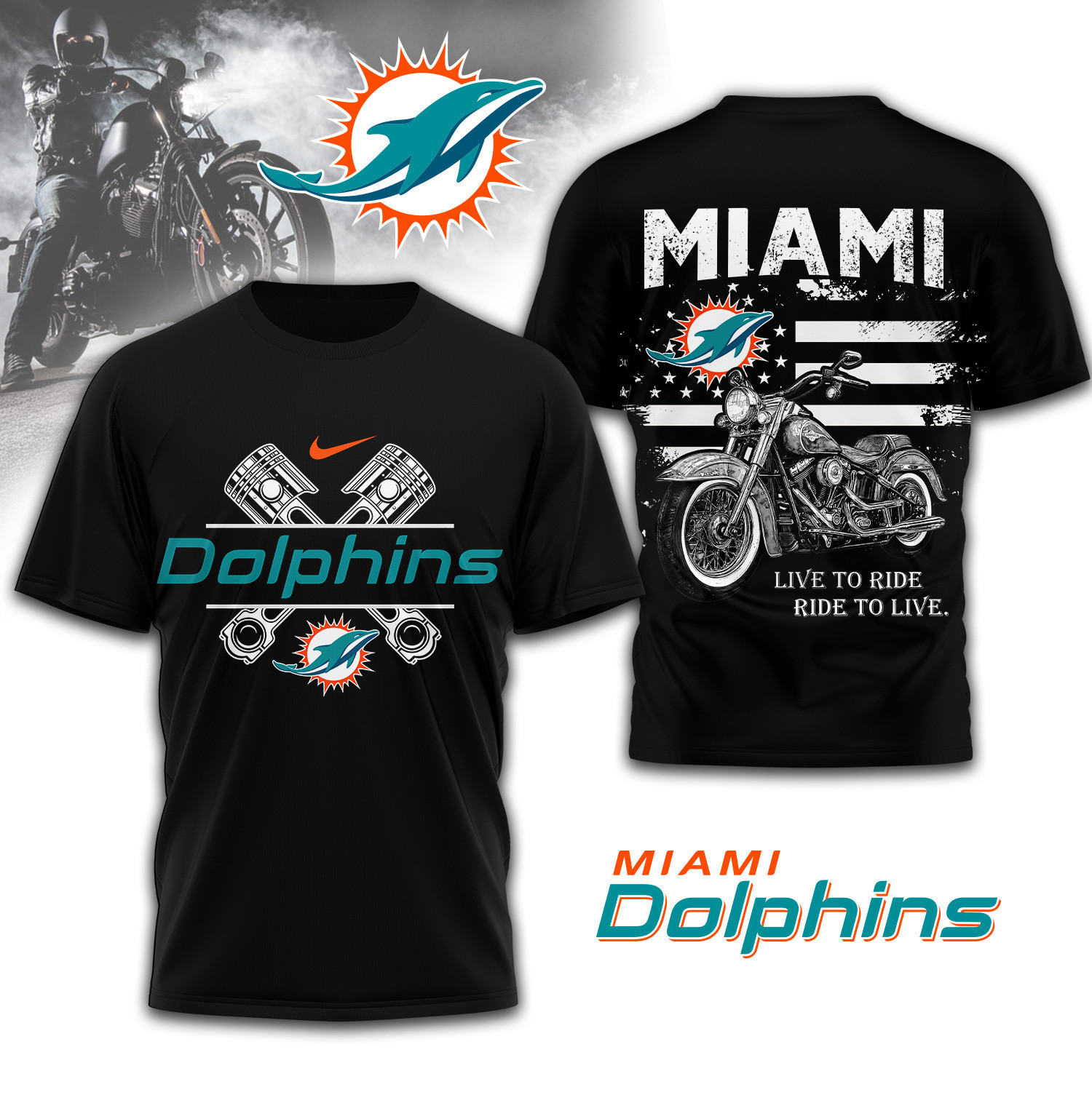 Miami Dolphins | Premium NFL Biker 3D Shirt TD230825