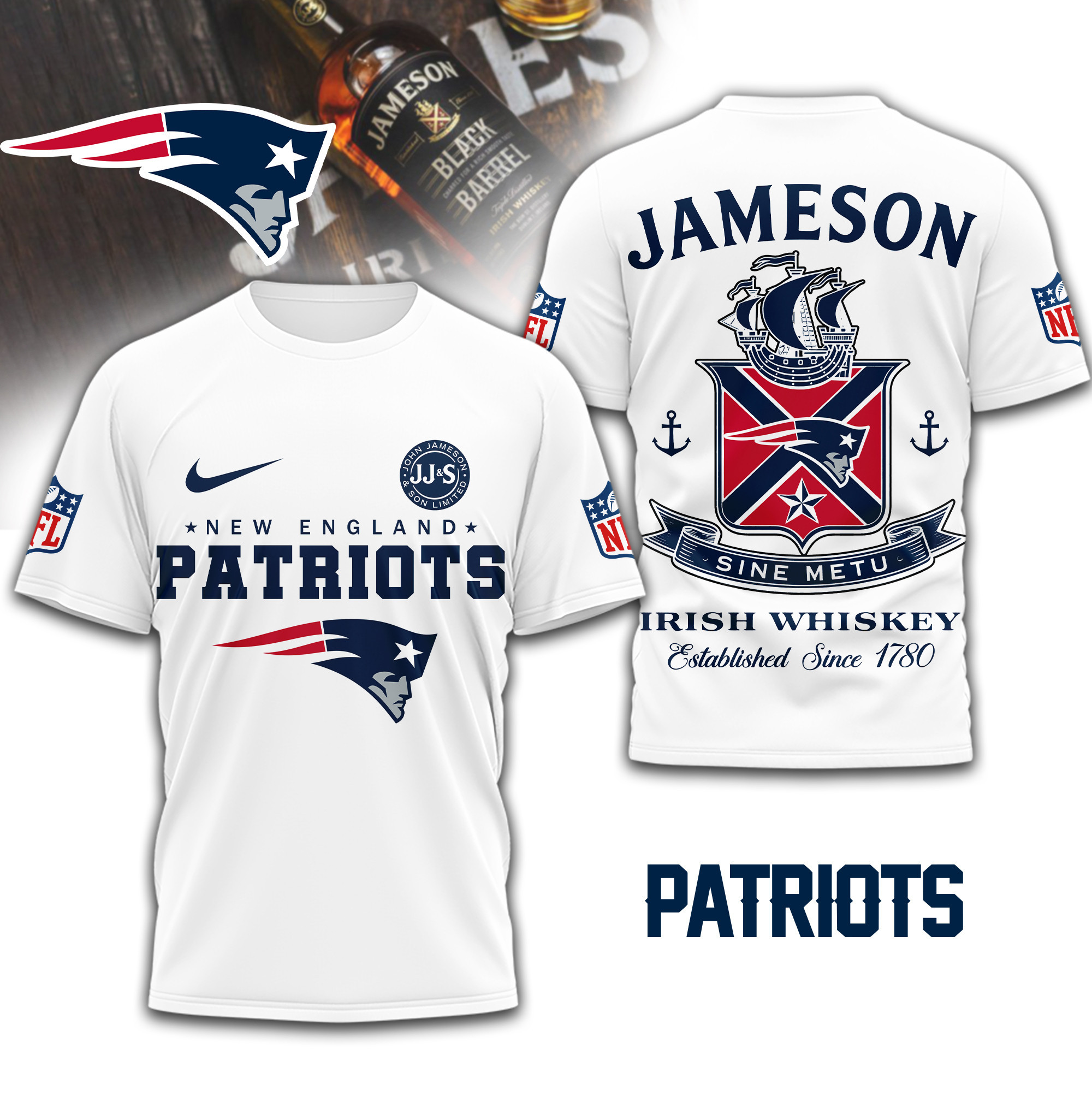 New England Patriots | Premium NFL Jameson Irish Whiskey 3D Shirt TD