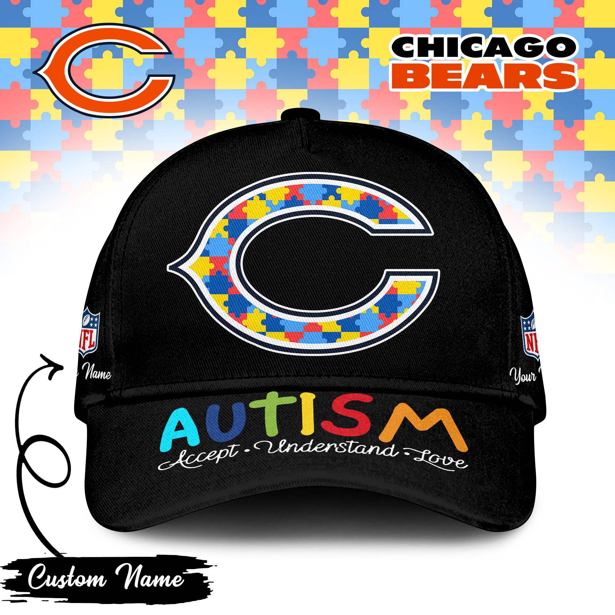 Chicago Bears | PREMIUM CLASSIC CAP NFL AUTISM TD