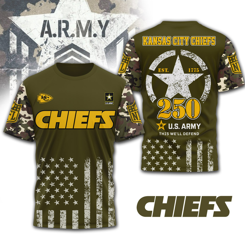 Kansas City Chiefs | Premium NFL Military Pride 3D Shirt NTH1