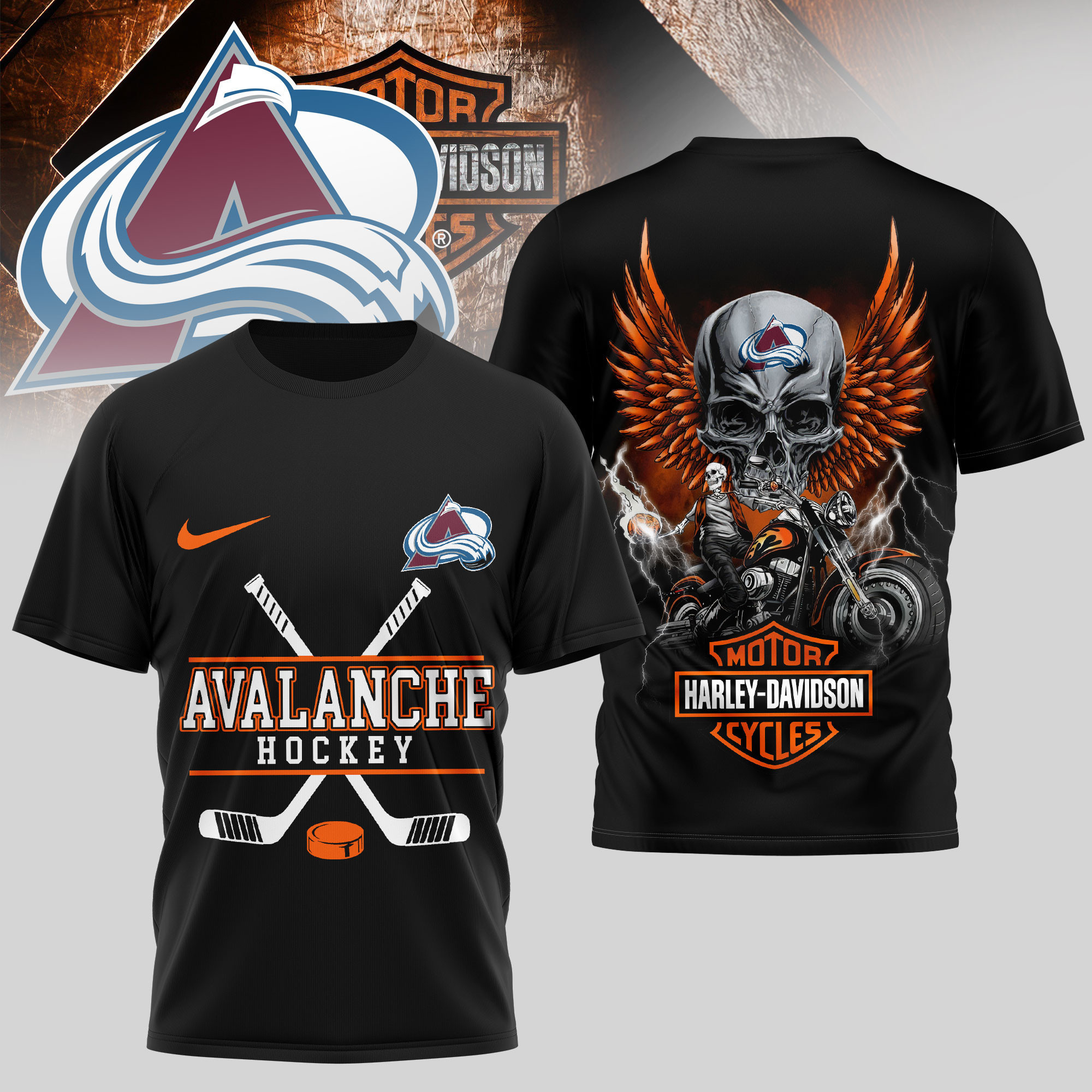Colorado Avalanche | Premium NHL Harley Davidson 3D Shirt TD