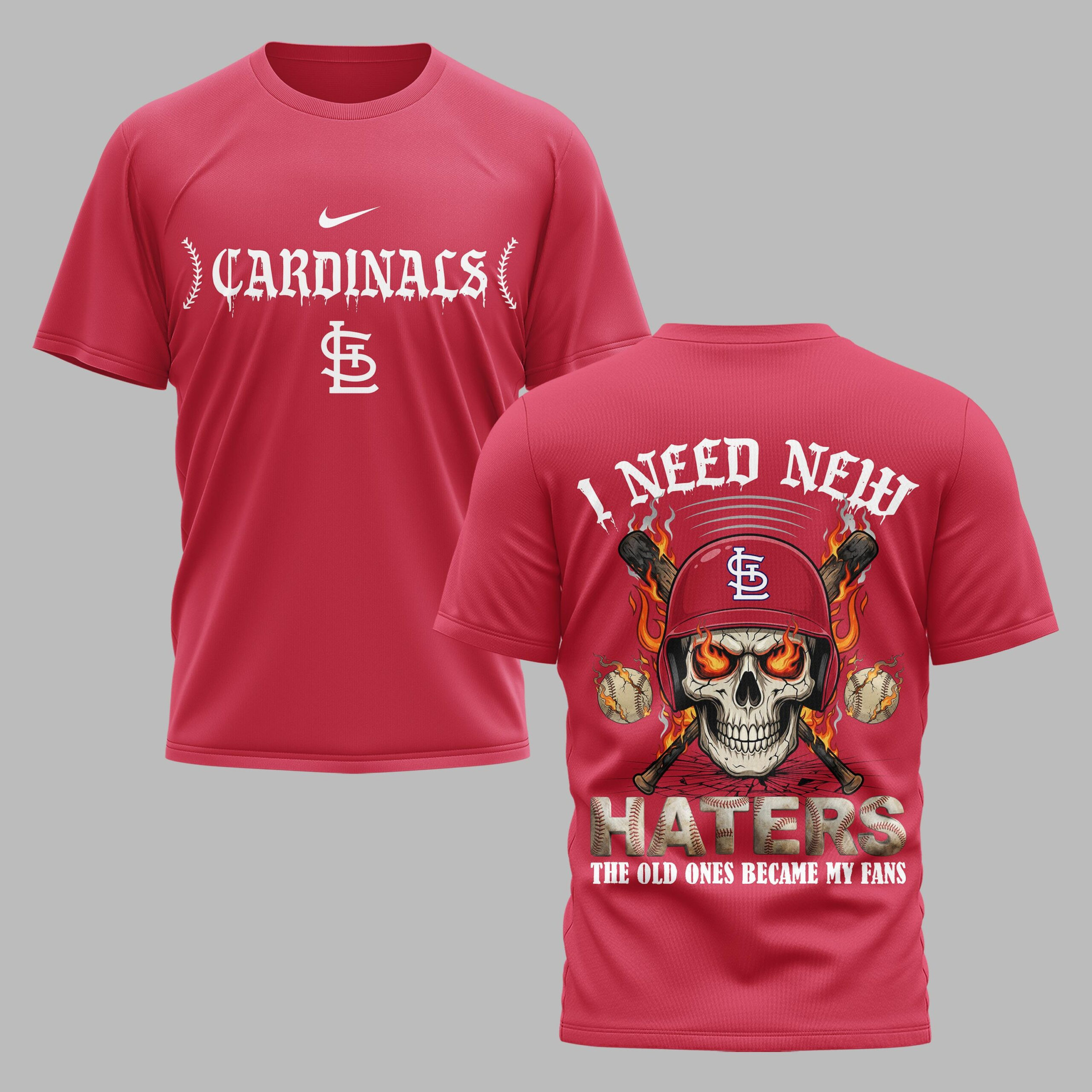 St. Louis Cardinals X Fire Skull Baseball Premium T Shirt