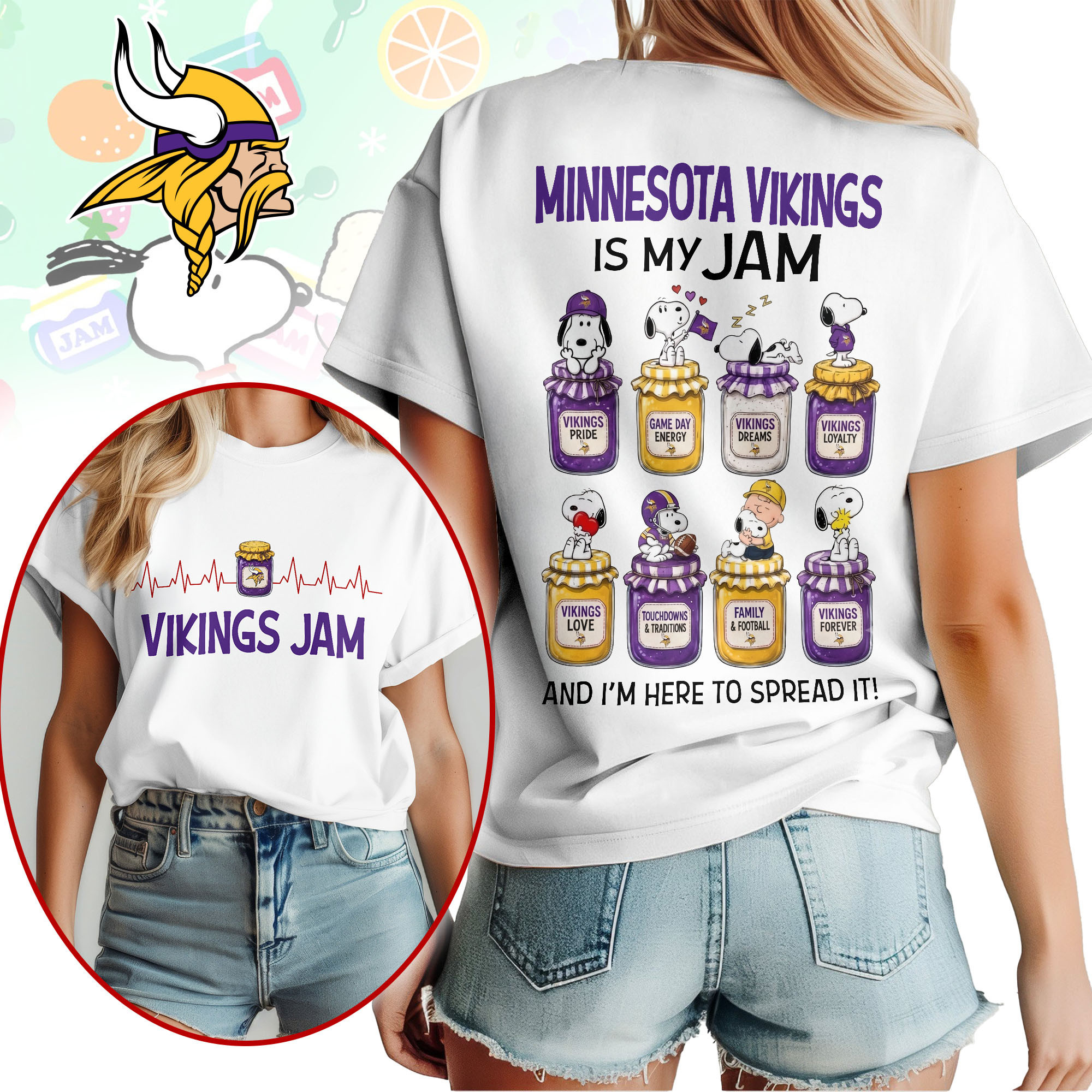 Minnesota Vikings | Premium NFL Jam Peanuts Football Fan 3D Shirt NY