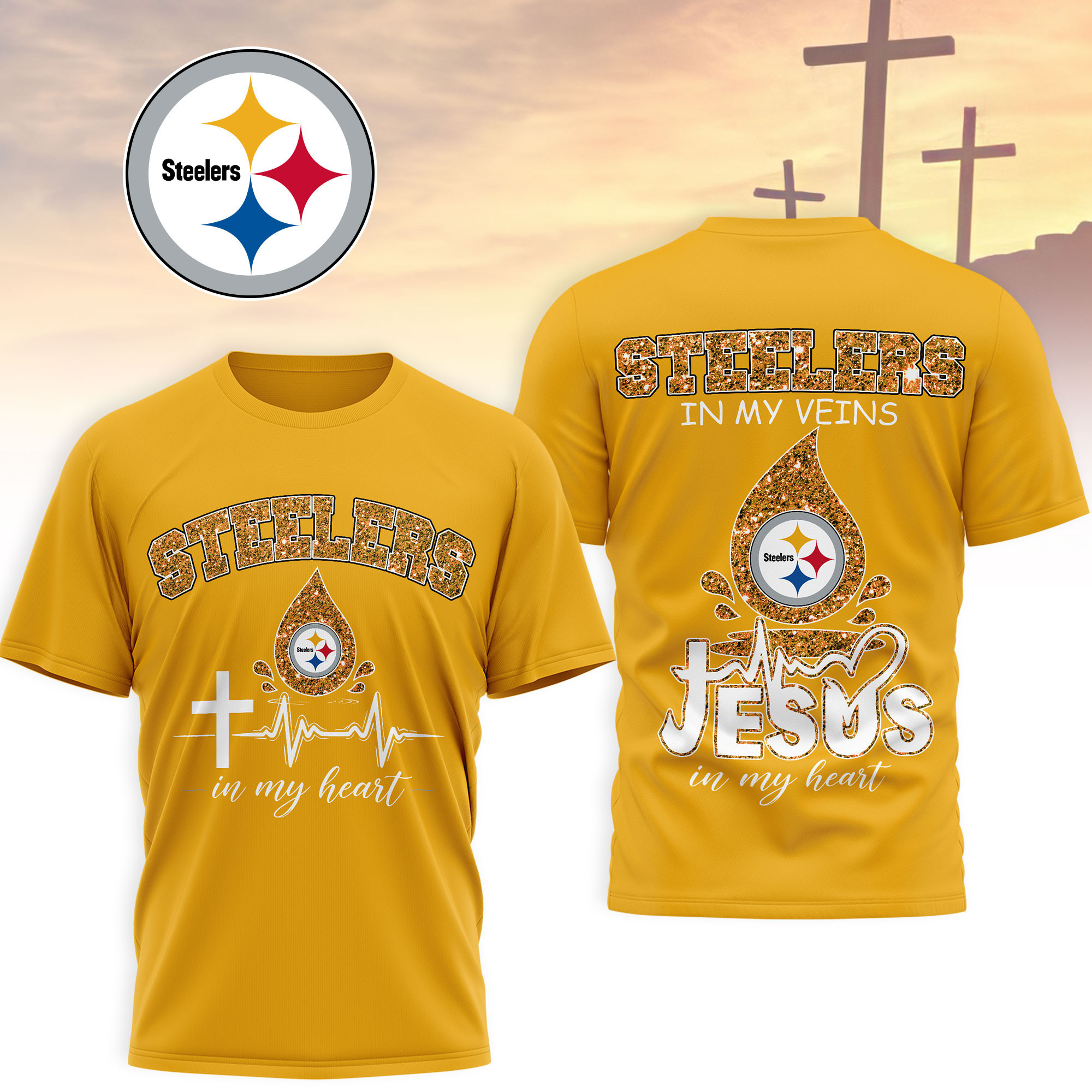 Pittsburgh Steelers | Premium NFL Jesus In My Heart 3D Shirt NTH1