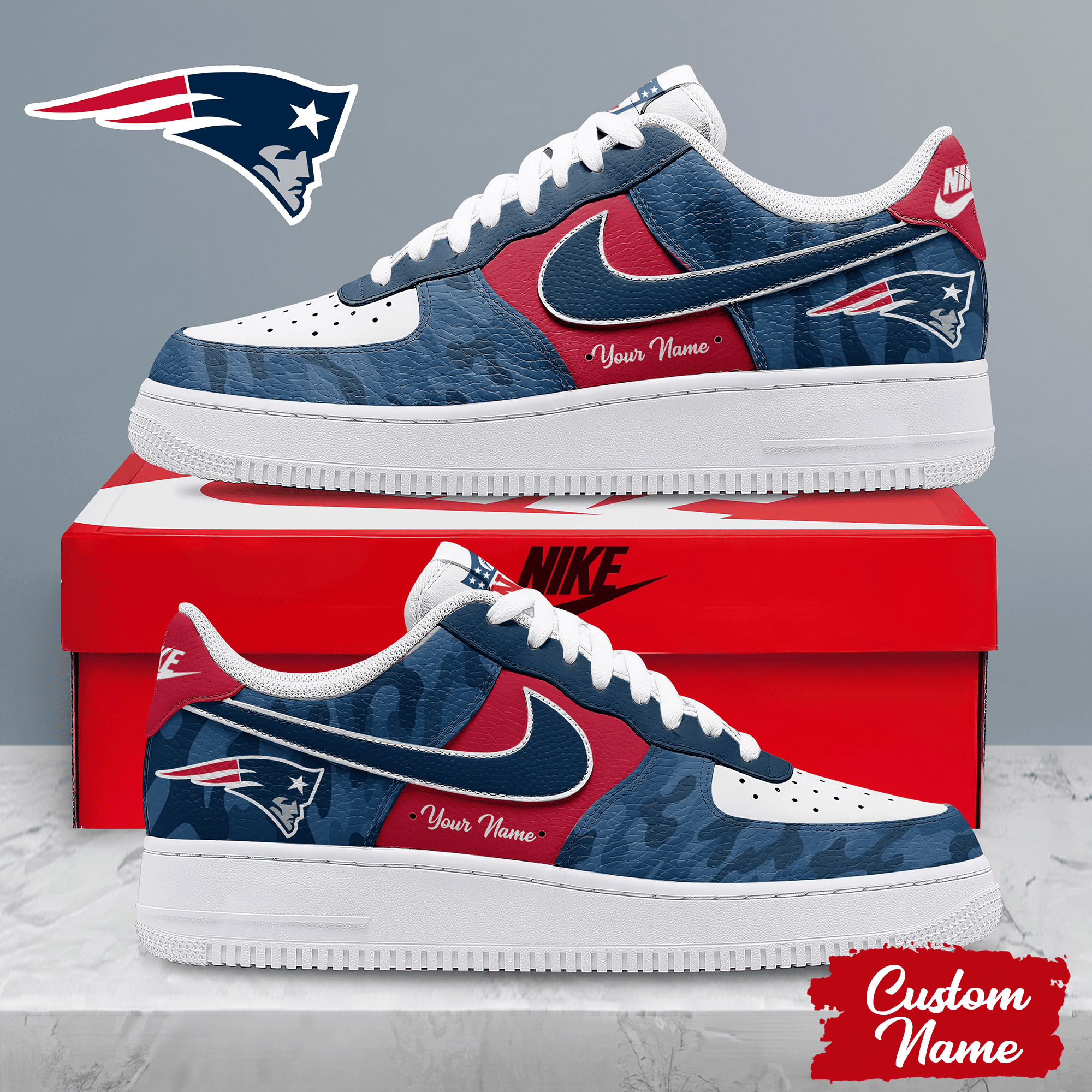 New England Patriots | Premium NFL End Zone Energy AF1 Shoes NTH1