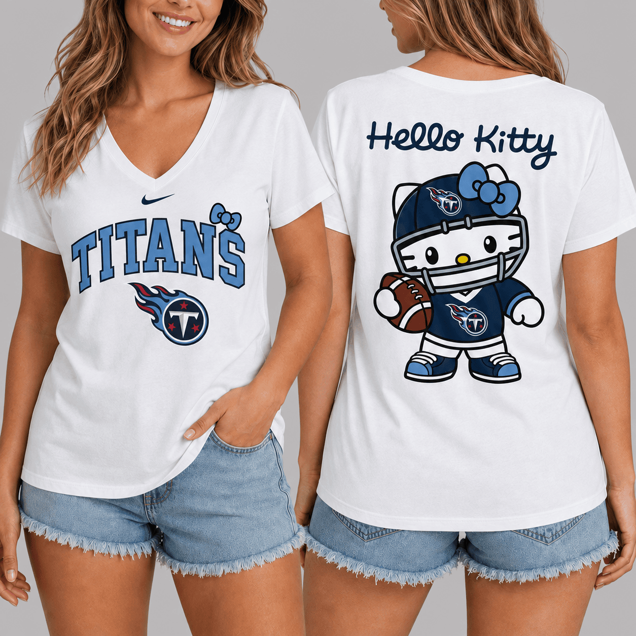 Tennessee Titans | Premium NFL Hello Kitty Football T-shirt TD