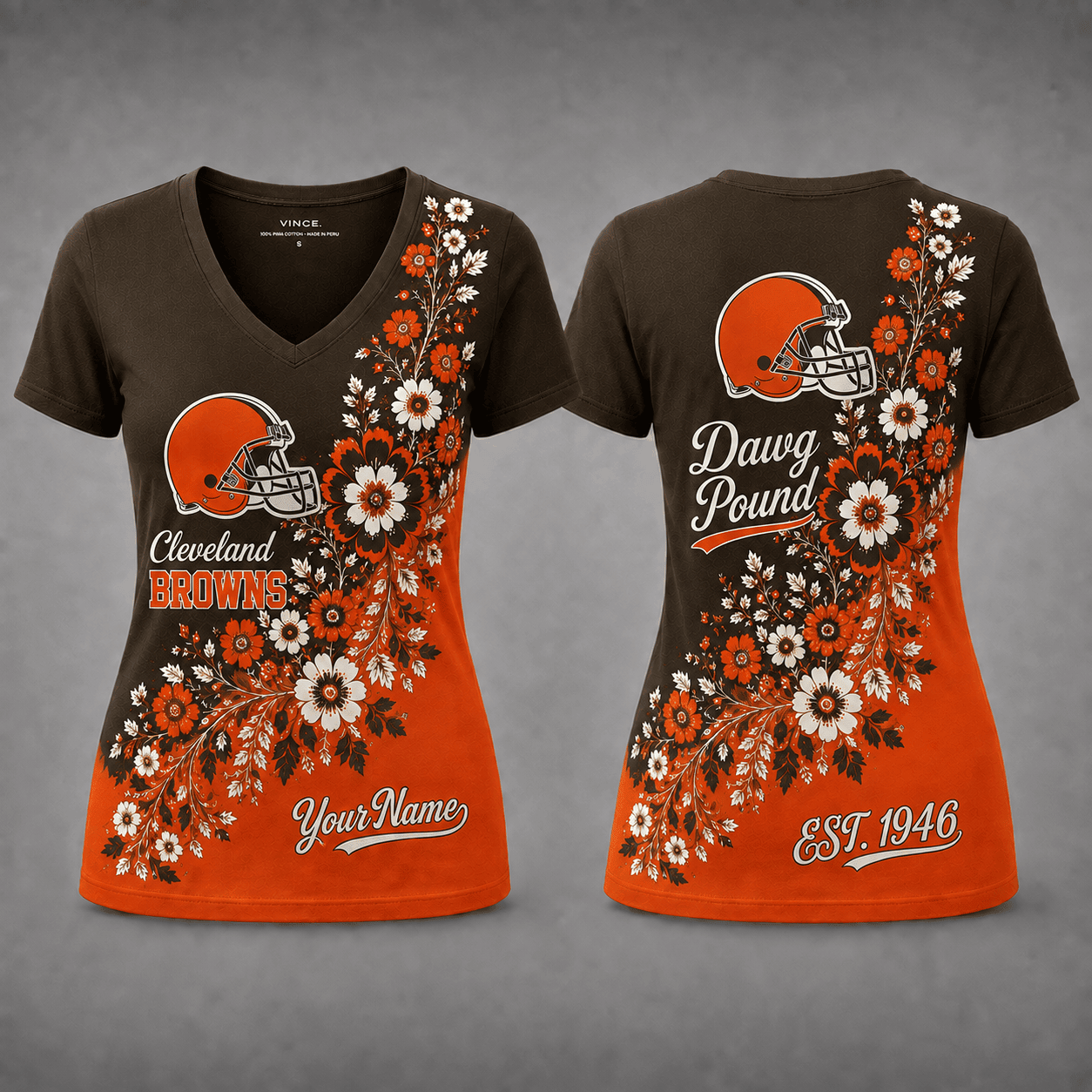 Cleveland Browns| Premium NFL Personalized Floral Pride Women’s V-Neck Jersey NY