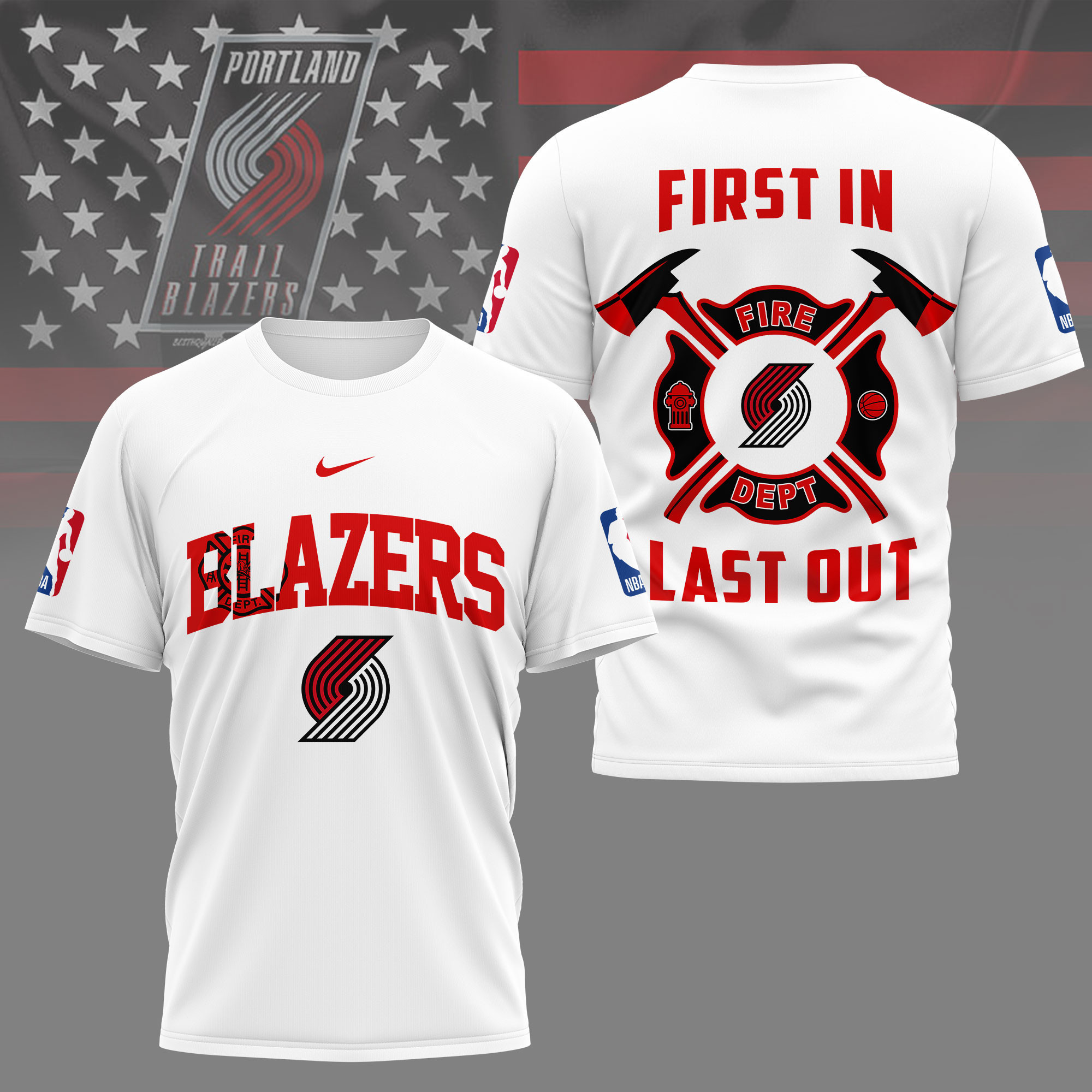 Portland Trail Blazers | Premium NBA Fire Dept 3D Shirt TD