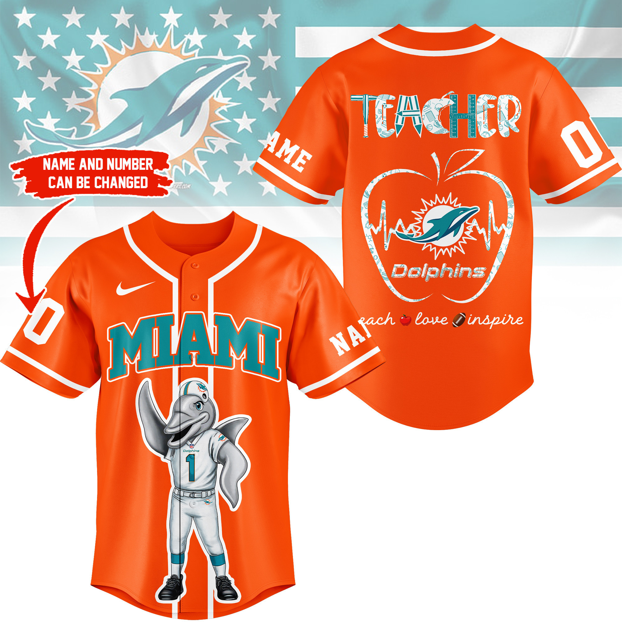 Miami Dolphins | Premium NFL Teacher Appreciation Month Jersey Shirt NY