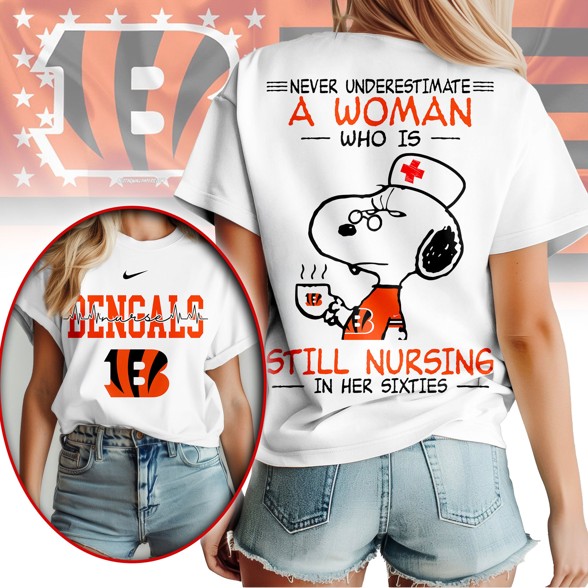 Cincinnati Bengals | Premium NFL Never Underestimate A Nurse Women Shirt NY
