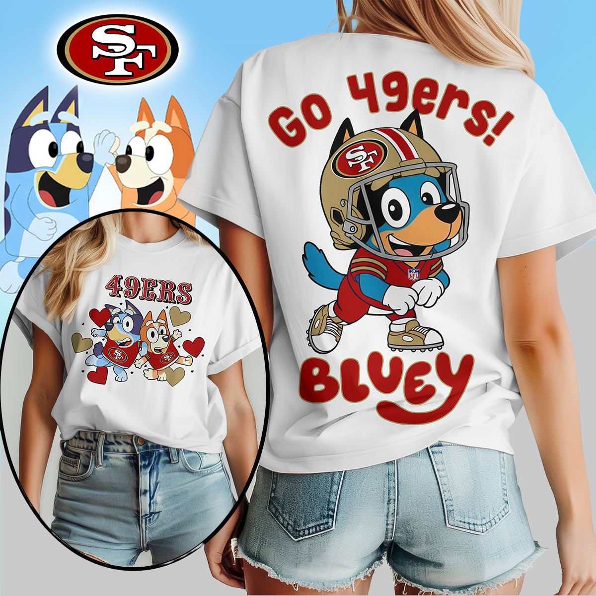 San Francisco 49ers | Premium NFL Bluey Women's Shirt TD