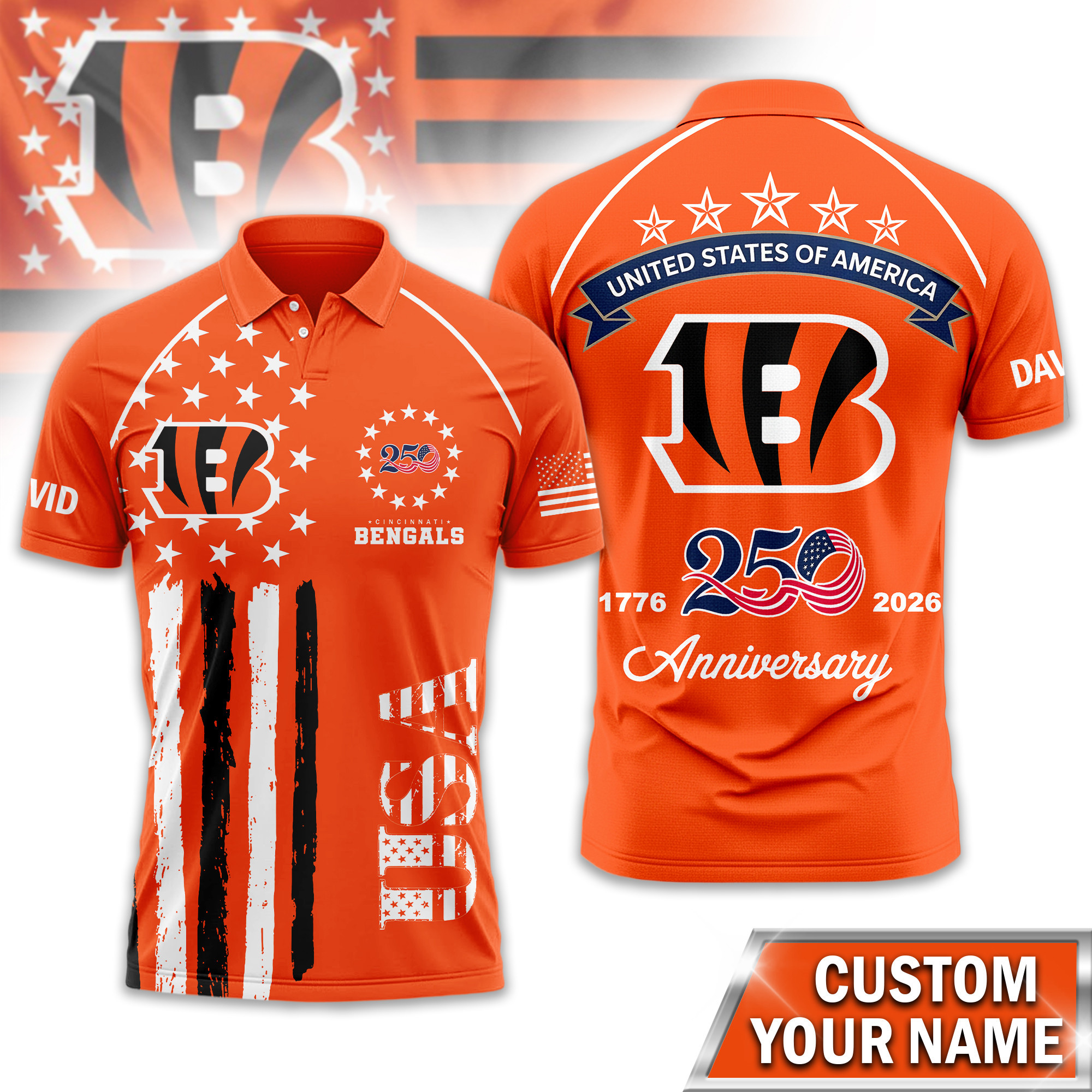 Cincinnati Bengals | Premium NFL American Semiquincentennial Polo Shirt TD