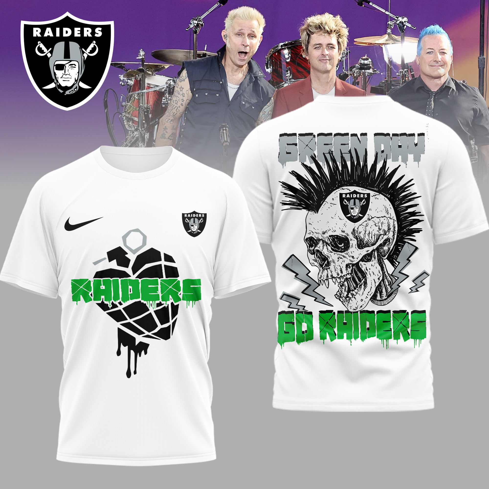 Las Vegas Raiders | Premium NFL Green Day Football 3D Shirt