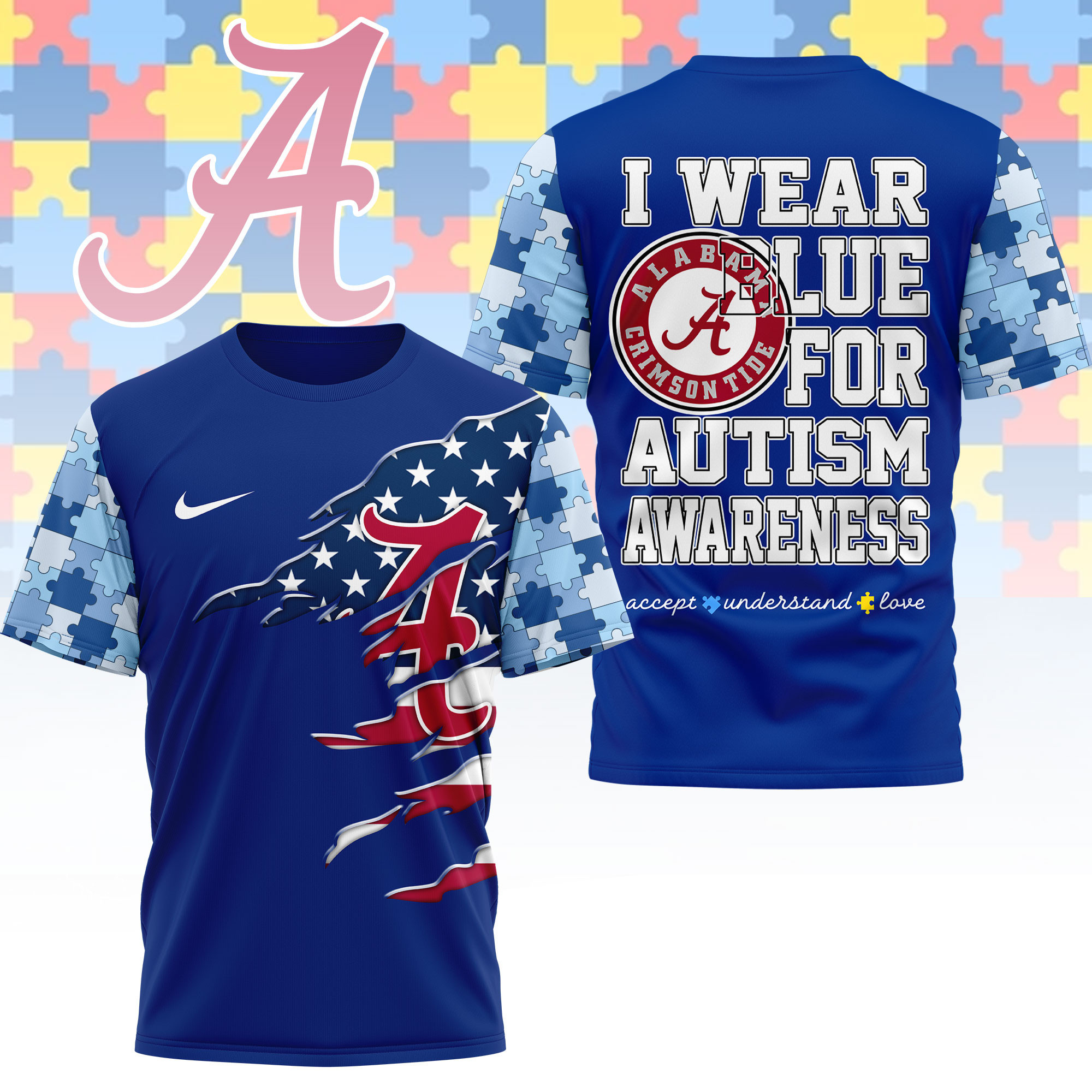 Alabama Crimson Tide | Premium NCAA Autism Strong 3D Shirt NY