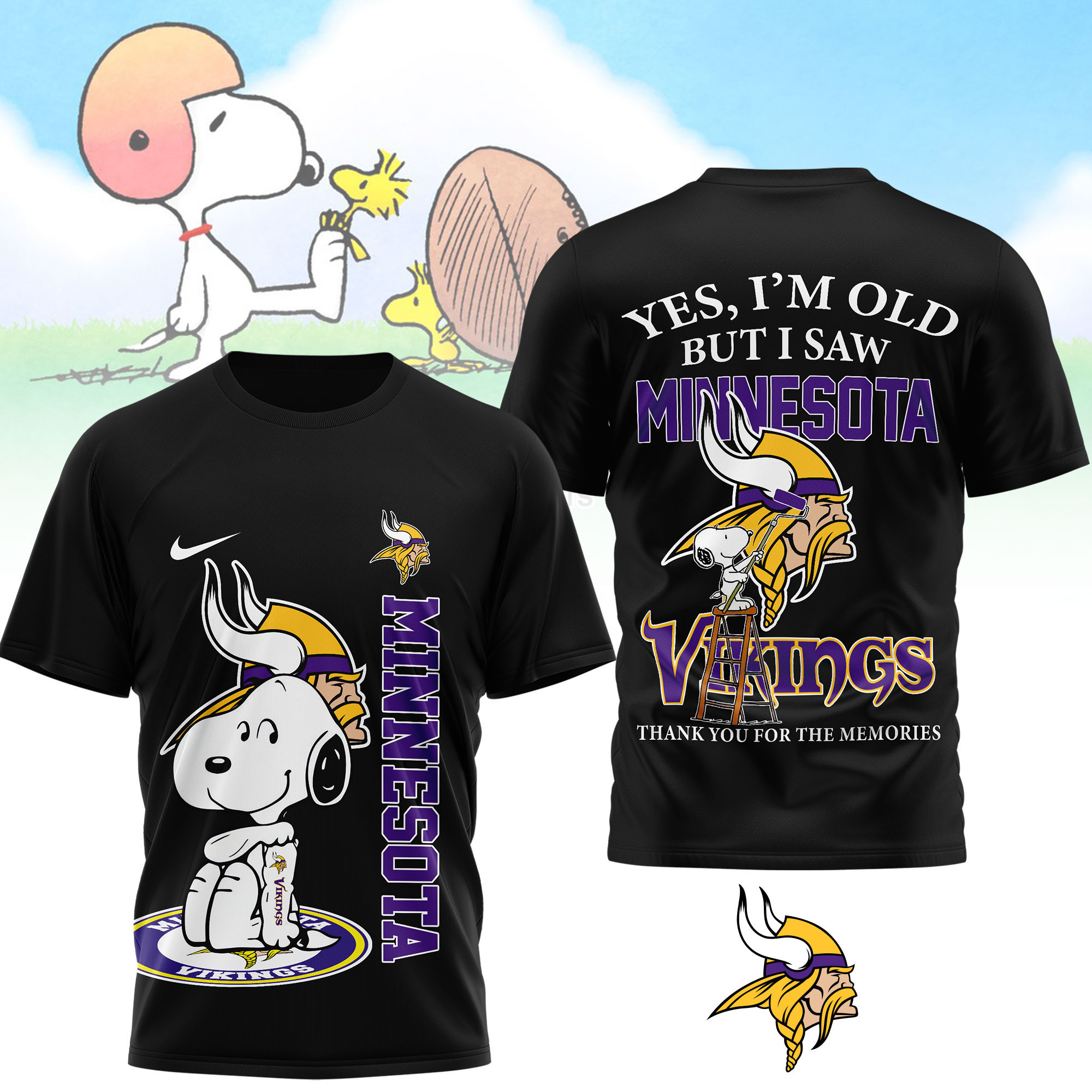 Minnesota Vikings | Premium NFL Snoopy Graphic 3D T-Shirt NTH1