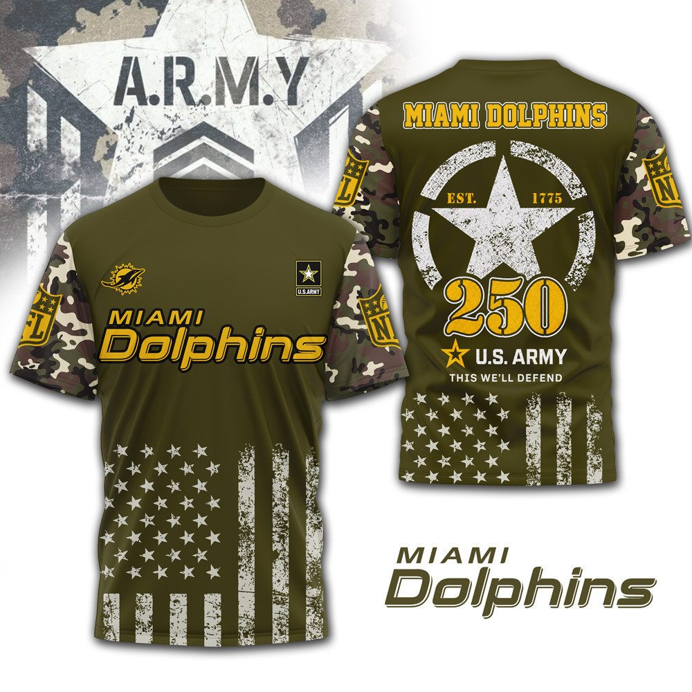 Miami Dolphins | Premium NFL Military Pride 3D Shirt NTH1