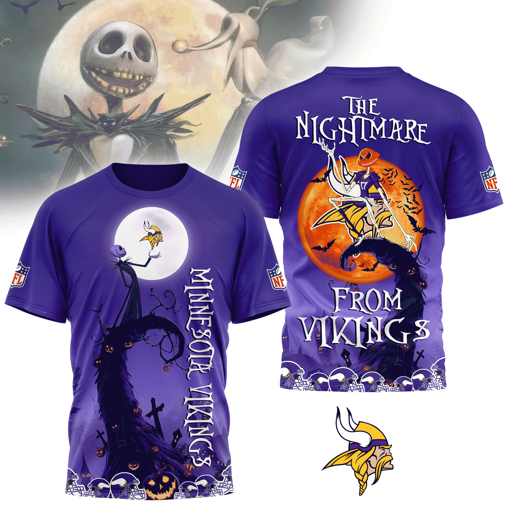 Minnesota Vikings | Premium NFL Halloween The Nightmare 3D Shirt NY