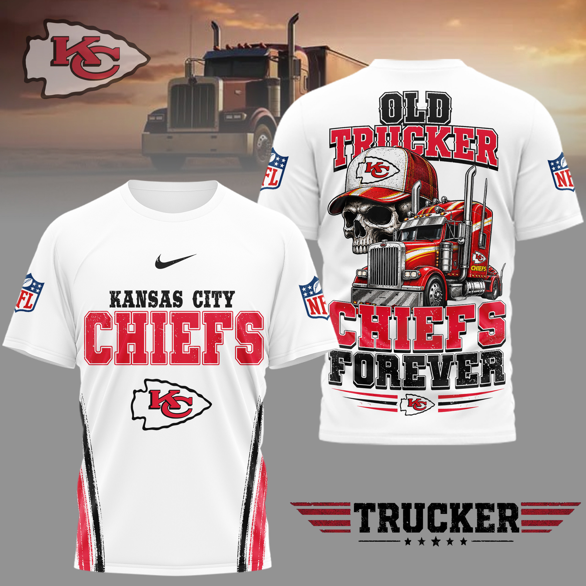 Kansas City Chiefs | Premium NFL Old Trucker Fan 3D Shirt TD