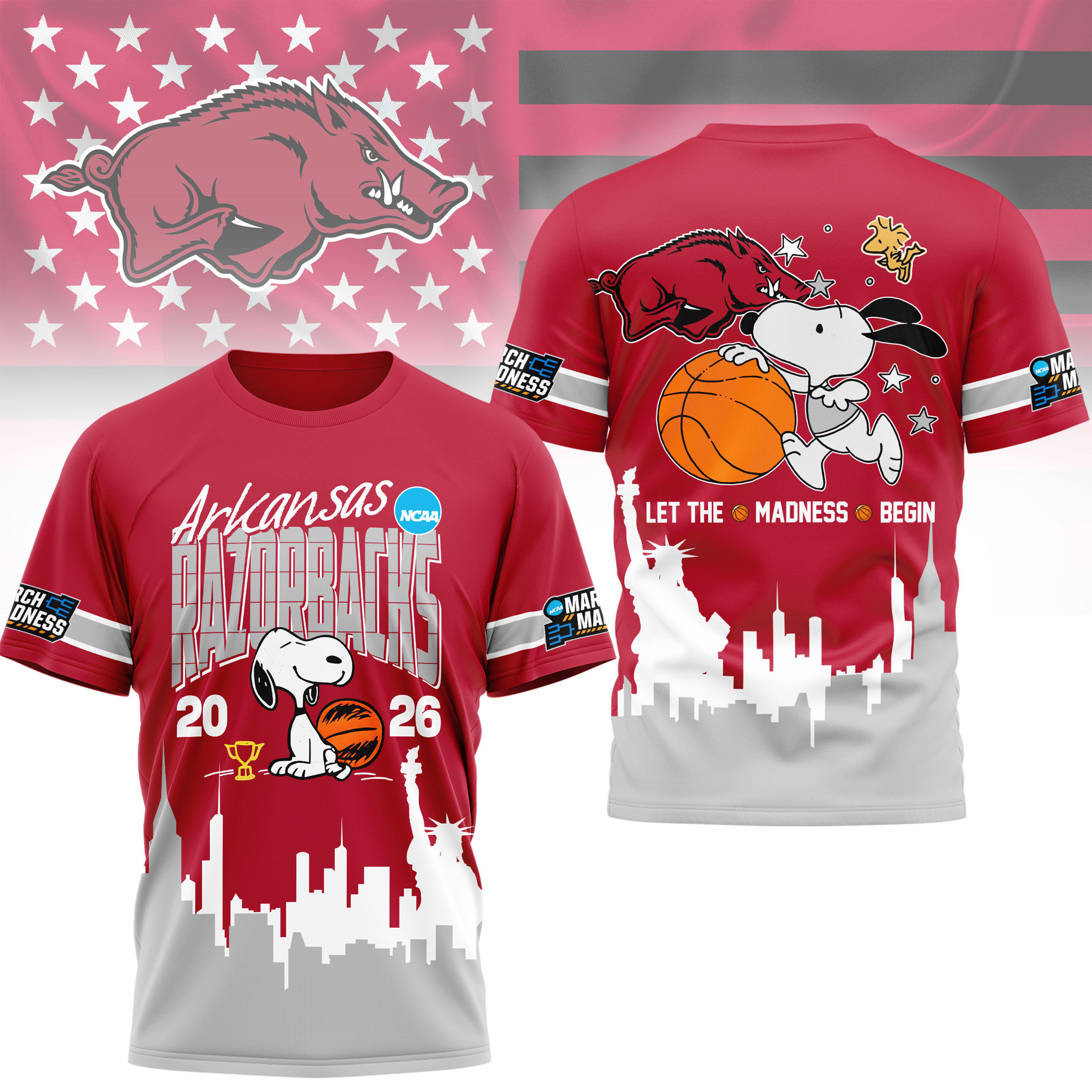 Arkansas Razorbacks | Premium NCAA March Madness 3D Shirt HY
