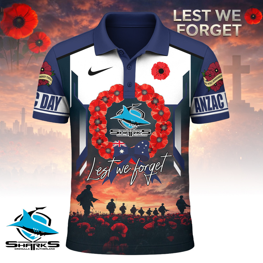 Cronulla Sharks | Premium NRL ANZAC Day Polo Shirt TD