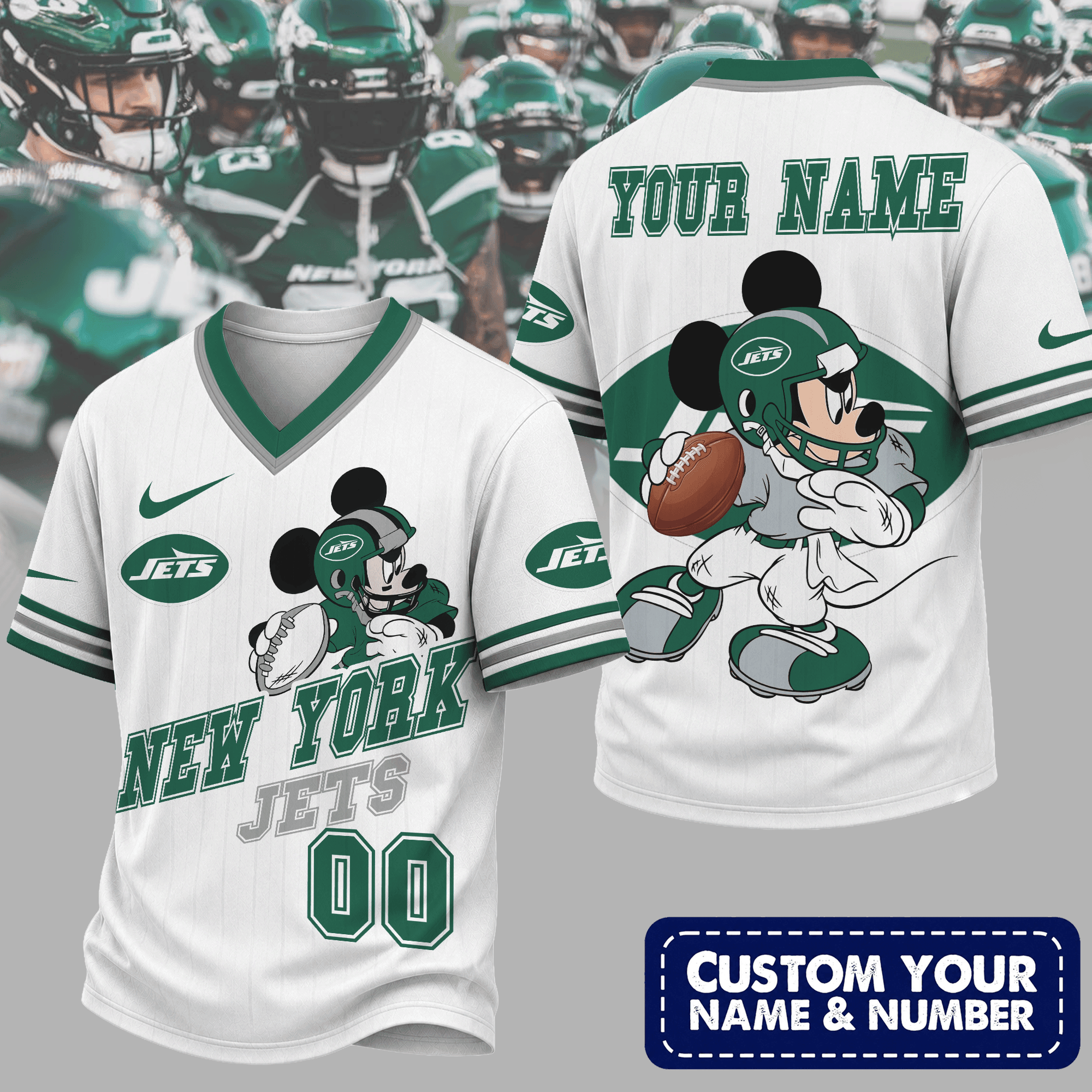 New York Jets | Premium NFL Mickey Quarterback V-Neck Jersey NTH1