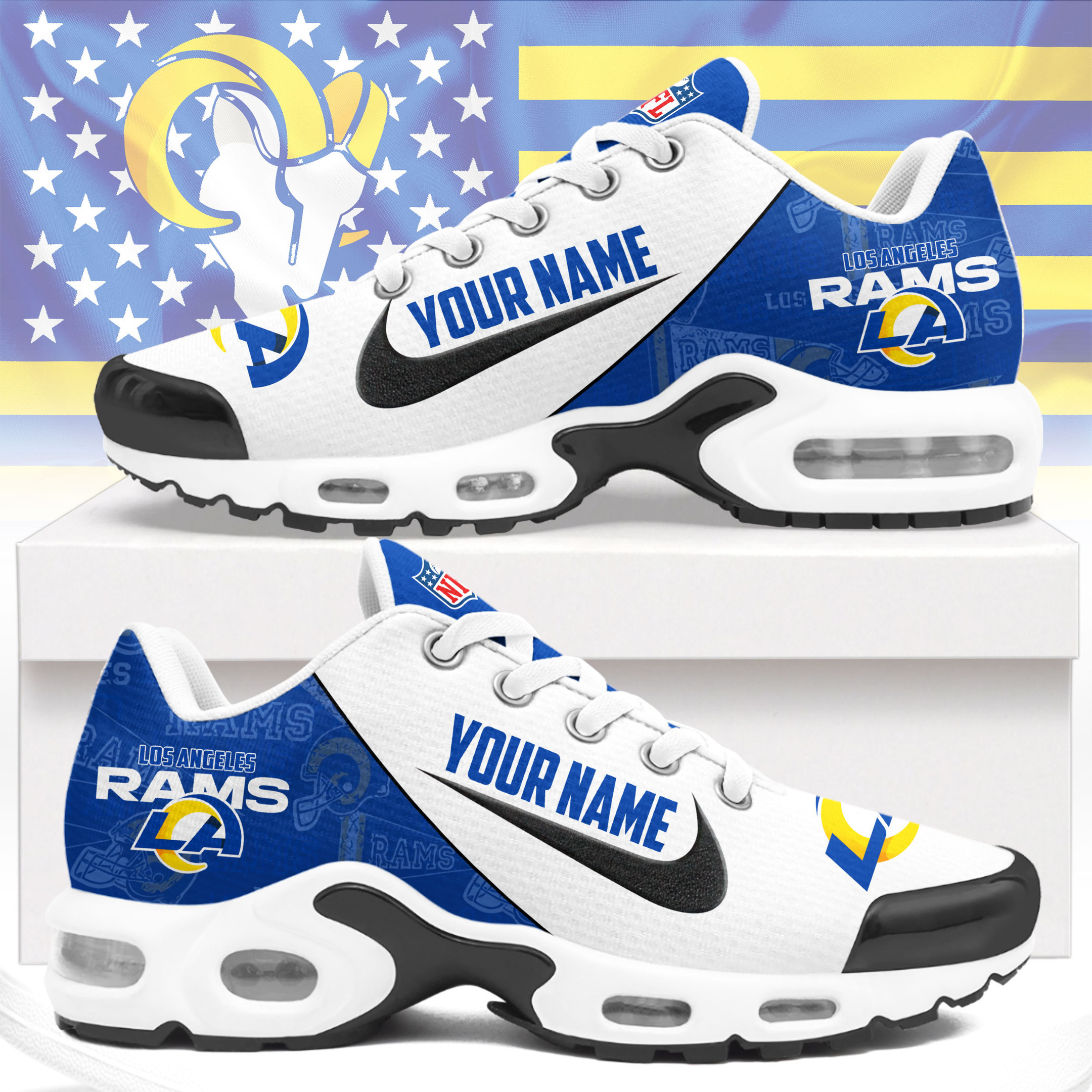 Los Angeles Rams | Premium NFL Custom Name Running Air Max Shoes NTH1