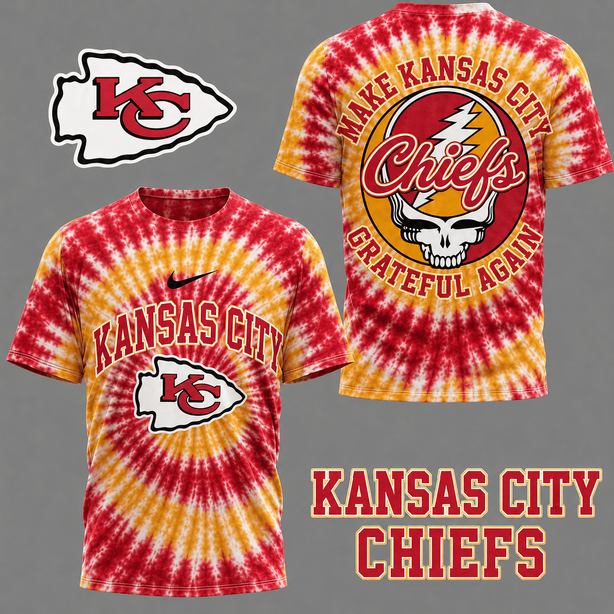 Kansas City Chiefs | Premium NFL Grateful Again Tie Dye 3D Shirt NY