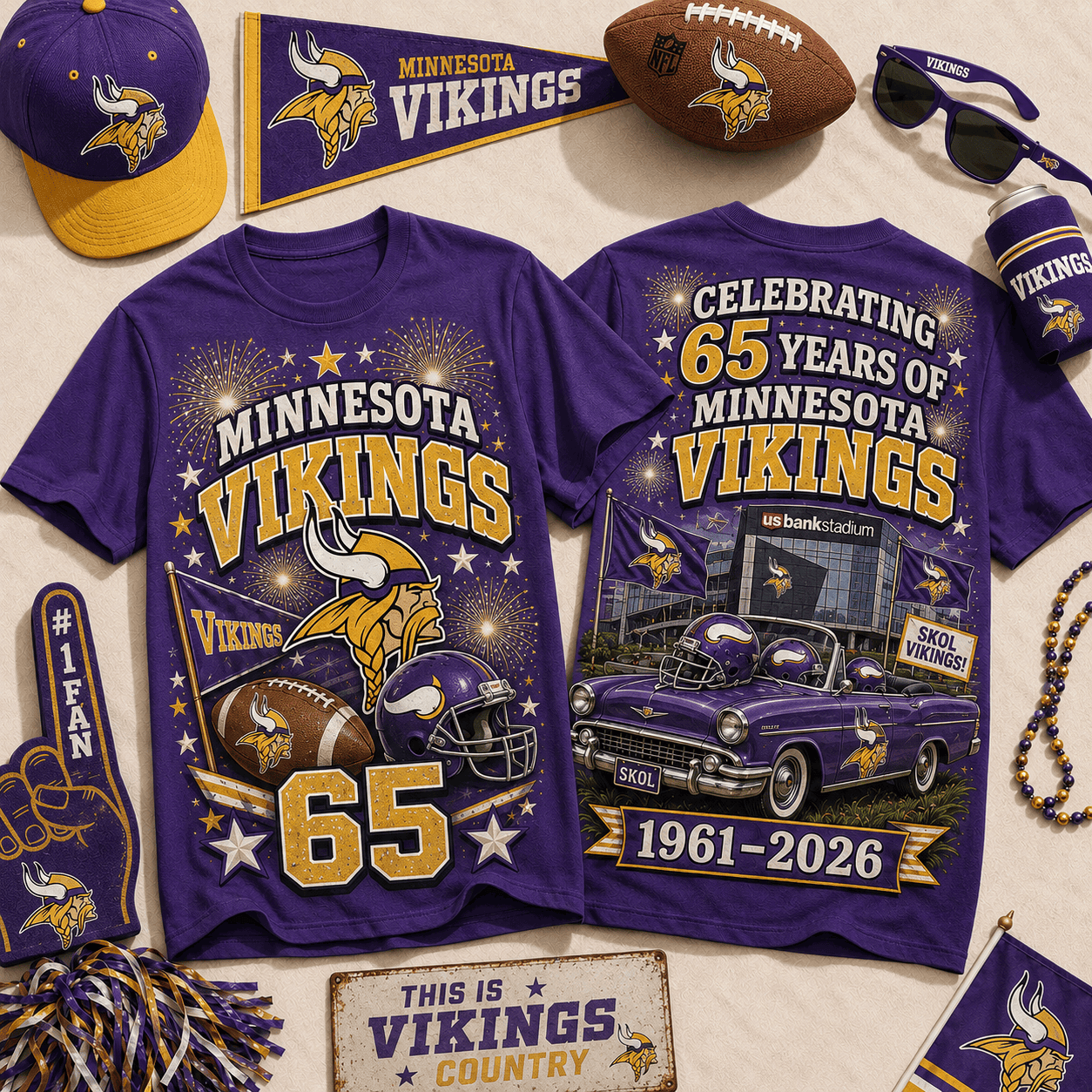 Minnesota Vikings | Premium NFL Legacy Celebration 3D Shirt NY