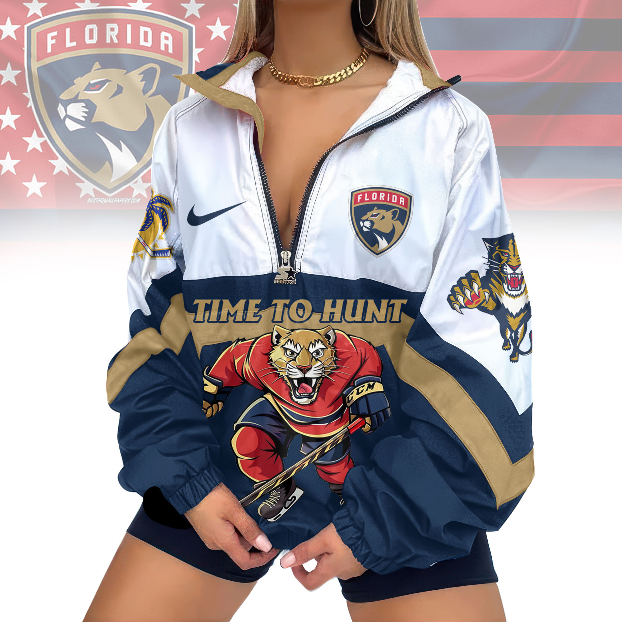 Florida Panthers | Premium NHL V-Neck Zipper Sweatshirt Jackets TD1