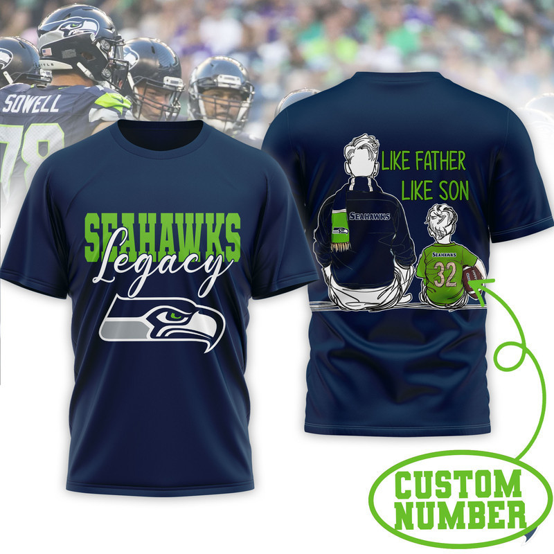 Seattle Seahawks | Premium NFL Legacy Father Day 3D Shirt HY