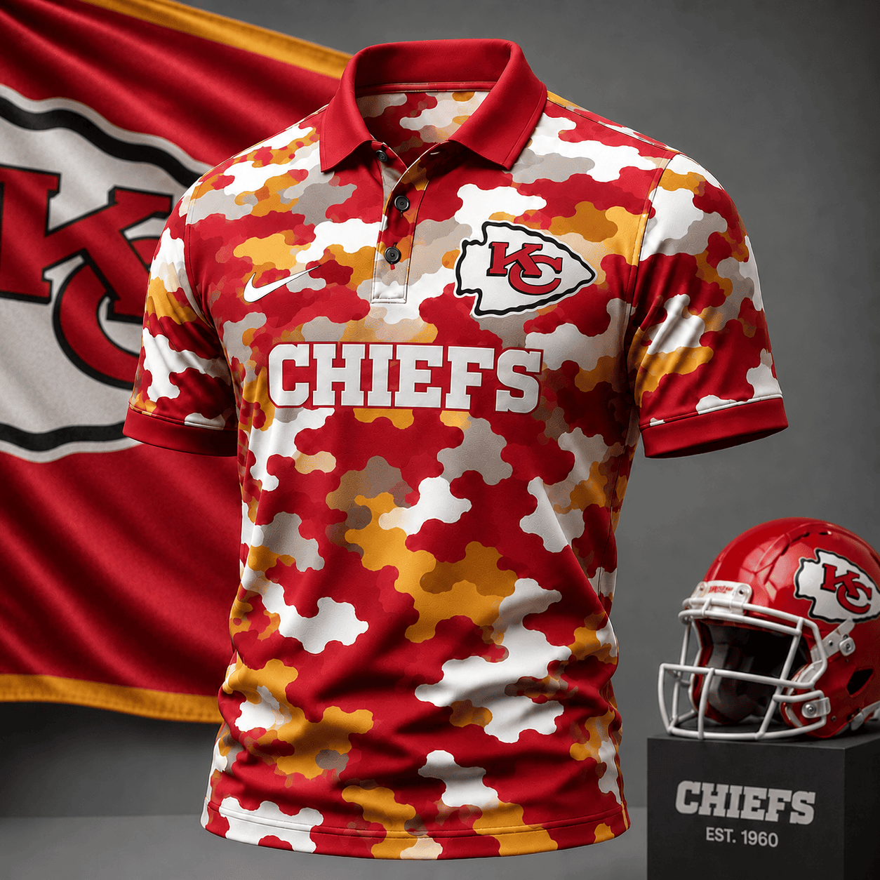 Kansas City Chiefs | Premium NFL Camo Polo Shirt NY