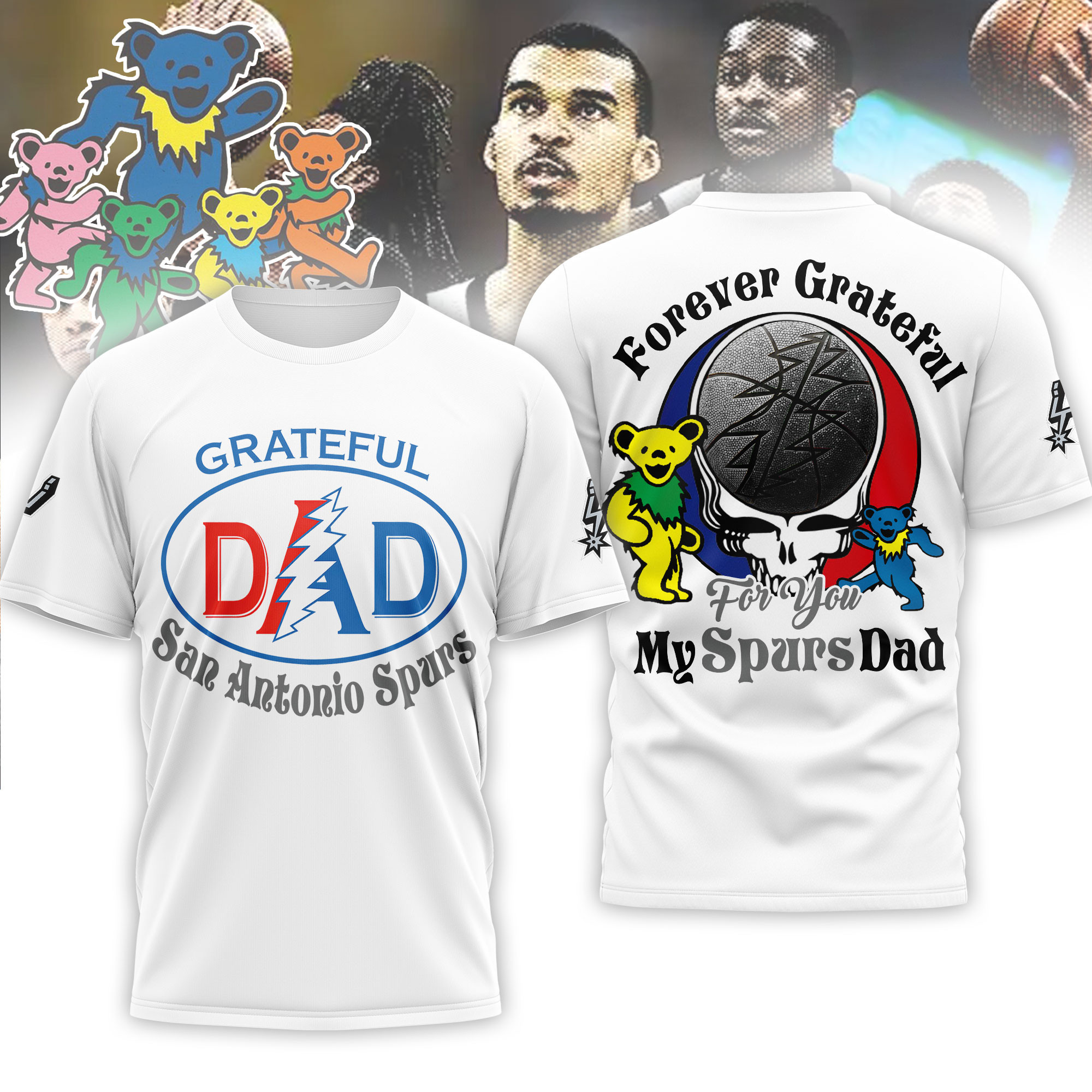 San Antonio Spurs | Premium NBA Grateful Dead Father Day 3D Shirt HY