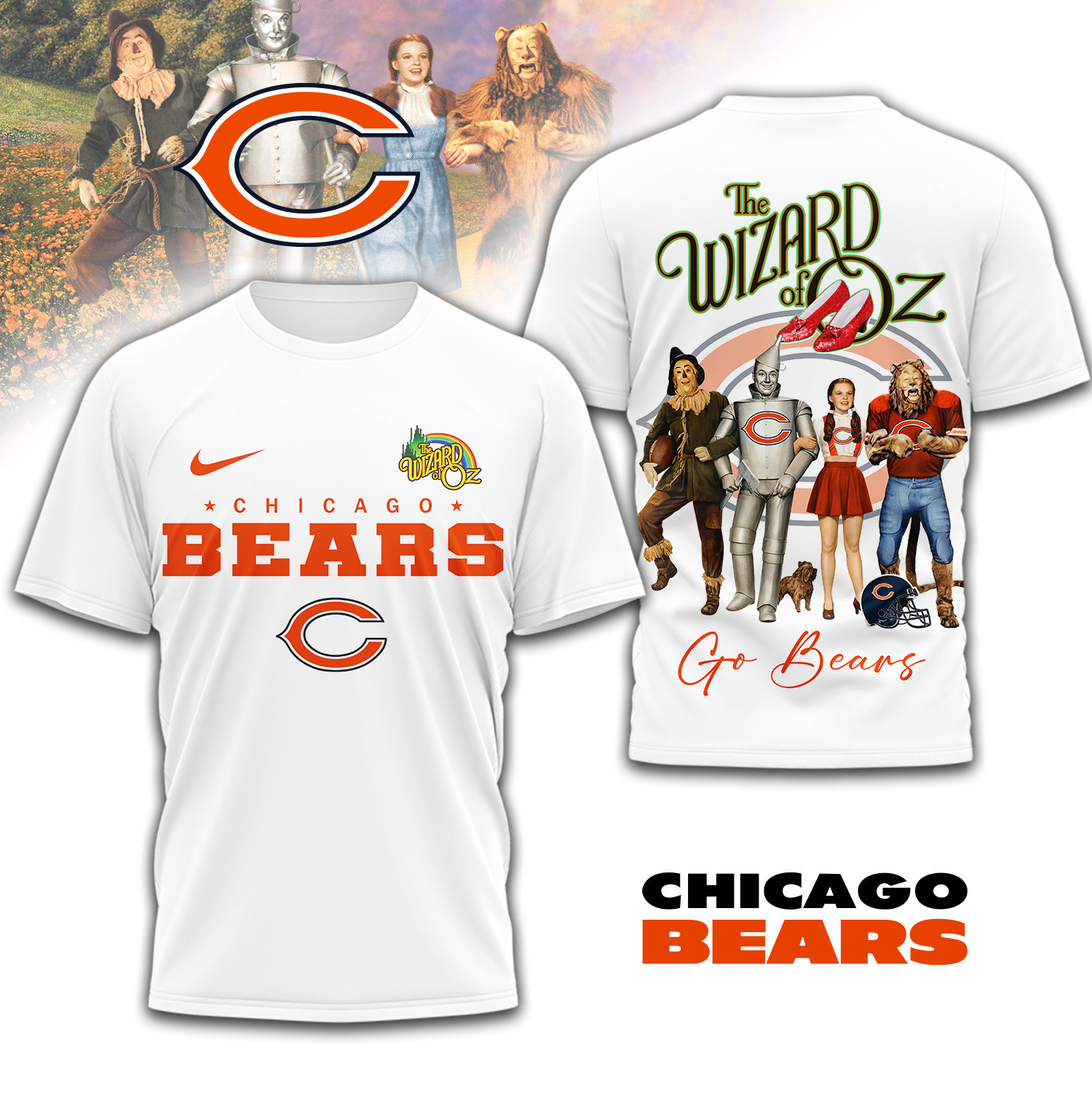 Chicago Bears | Premium NFL The Wizard Of Oz 3D Shirt TD