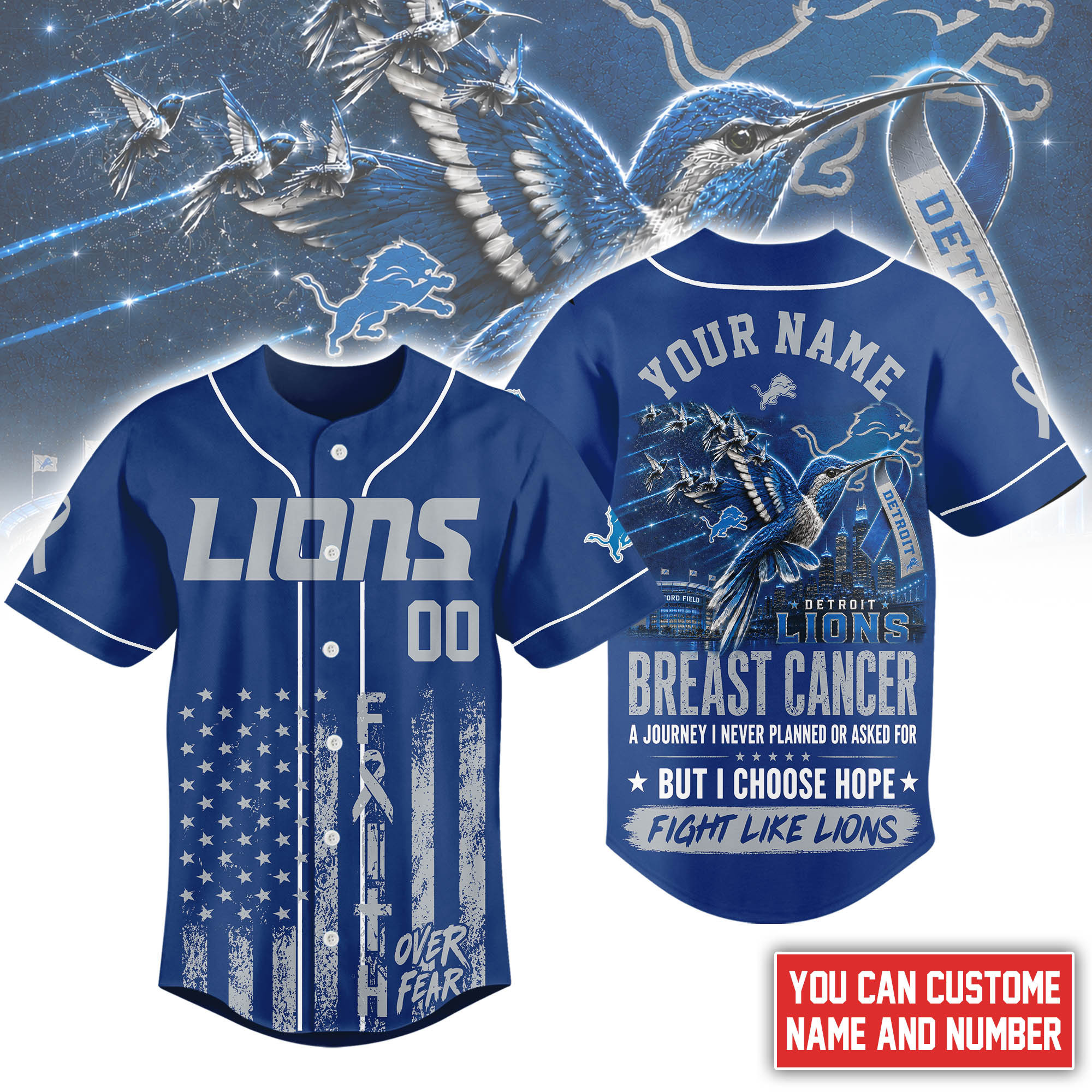 Detroit Lions | Premium NFL Hope Over Fear Jersey NTH1