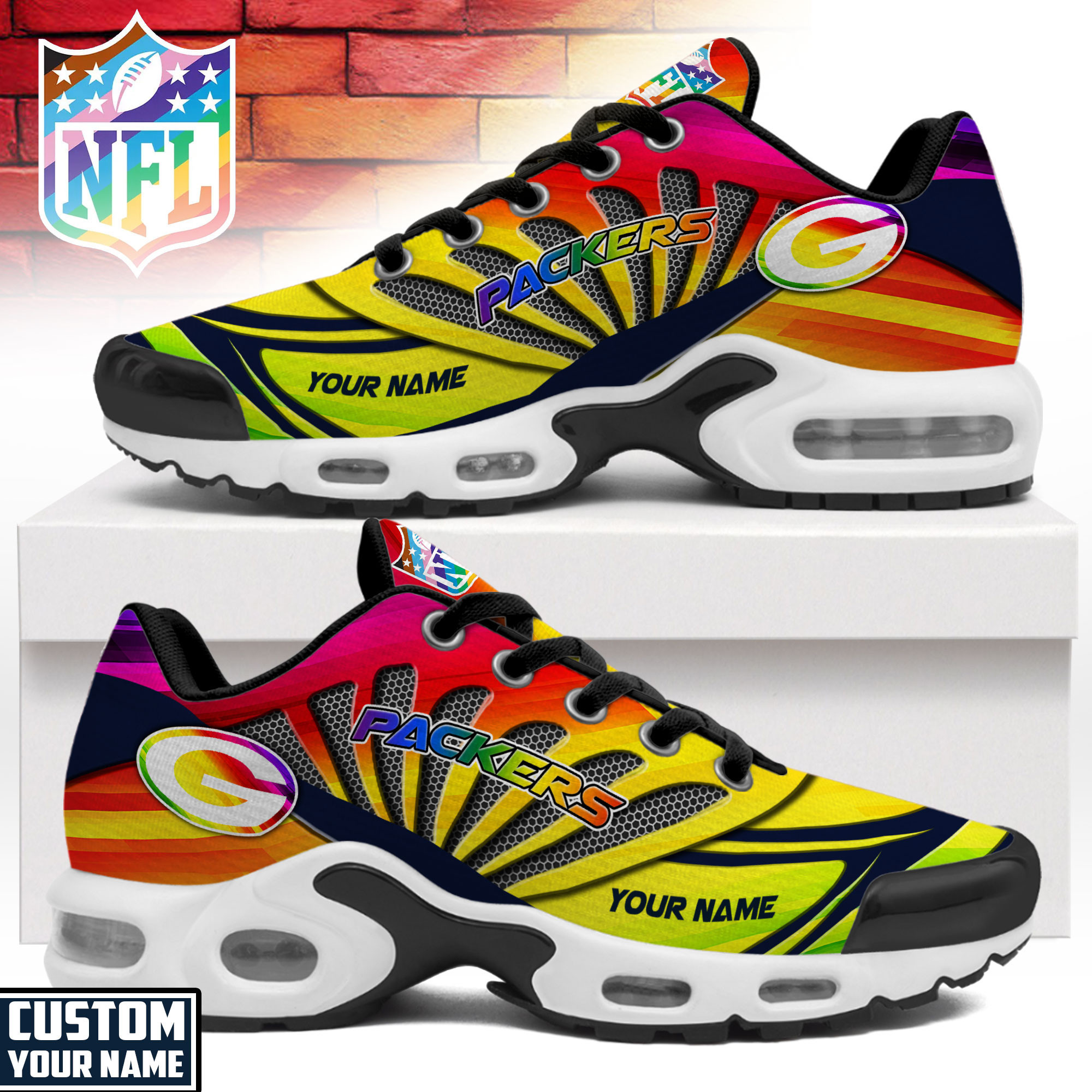 Green Bay Packers | Premium NFL Pride Month Air Max Shoes NTH1
