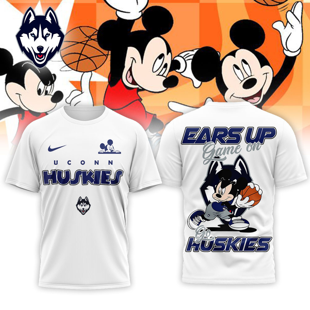 UConn Huskies | Premium NCAA Mickey Ears Up Game On 3D T-Shirt PB3E9AT