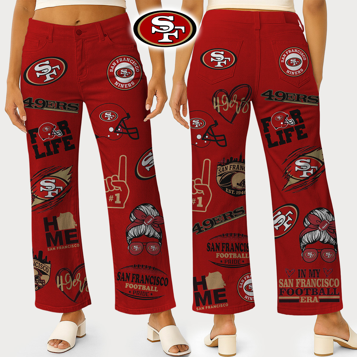 San Francisco 49ers | Premium NFL High Waisted Casual Wide Leg Pants HI