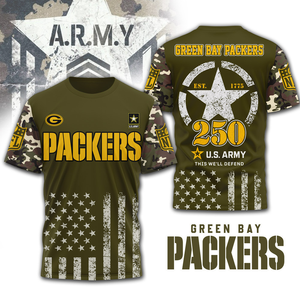 Green Bay Packers | Premium NFL Military Pride 3D Shirt NTH1