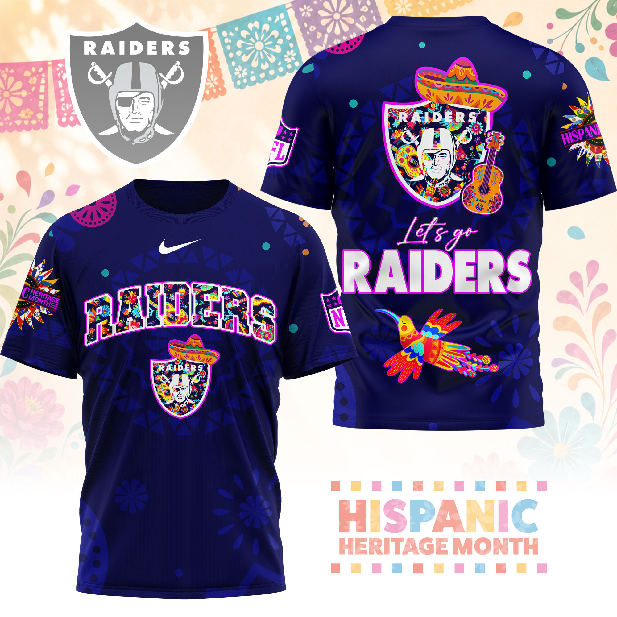Las Vegas Raiders | Premium NFL Hispanic Heritage Fiesta 3D Shirt NY