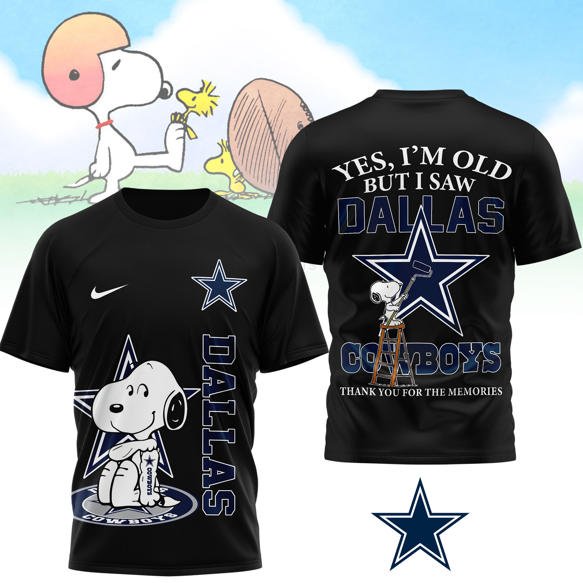 Dallas Cowboys | Premium NFL Snoopy Graphic 3D T-Shirt NTH1