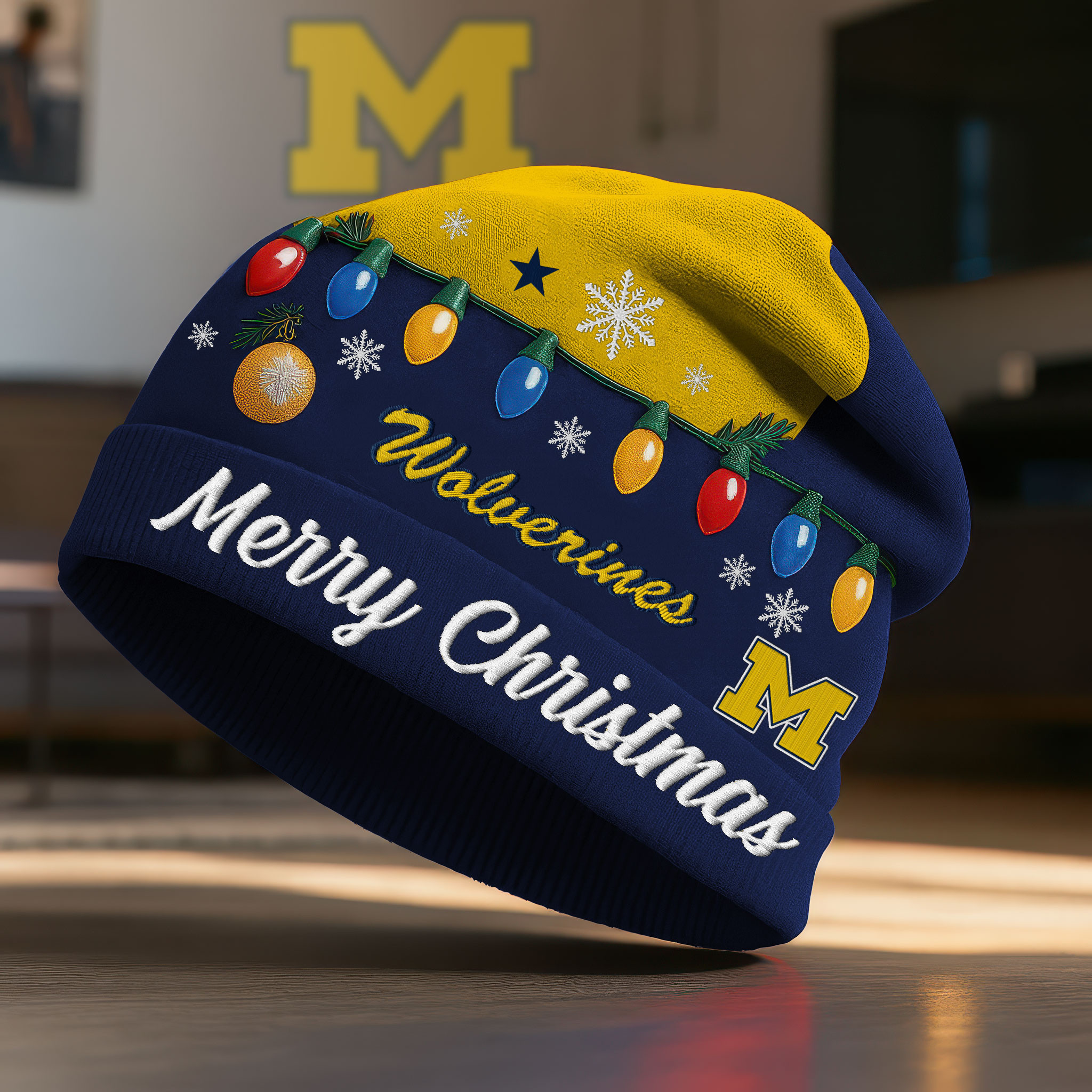 Michigan Wolverines | Premium NCAA Christmas Beanie Hat NY