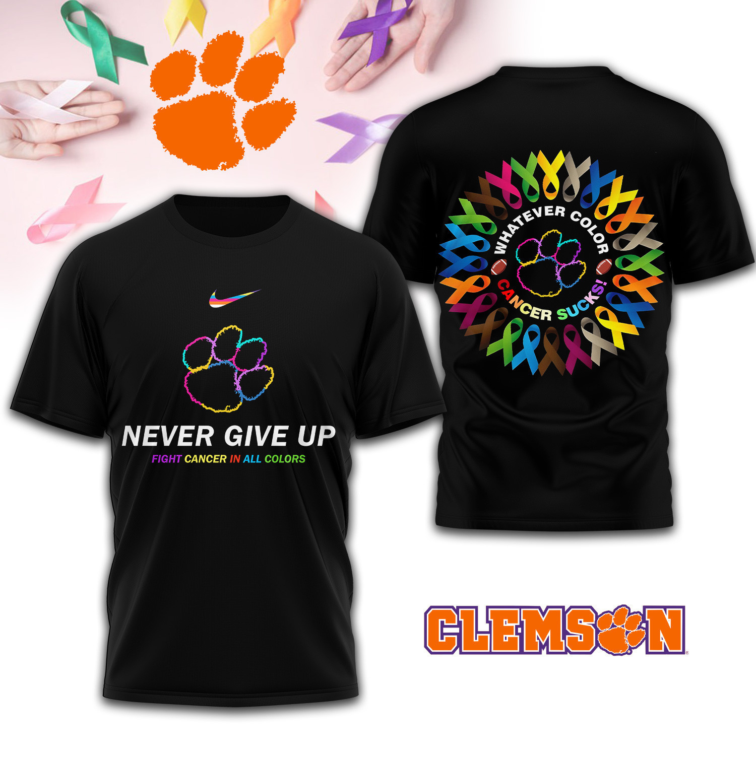 Clemson Tigers | Premium NCAA FIGHT CANCER IN ALL COLORS 3D Shirt TD