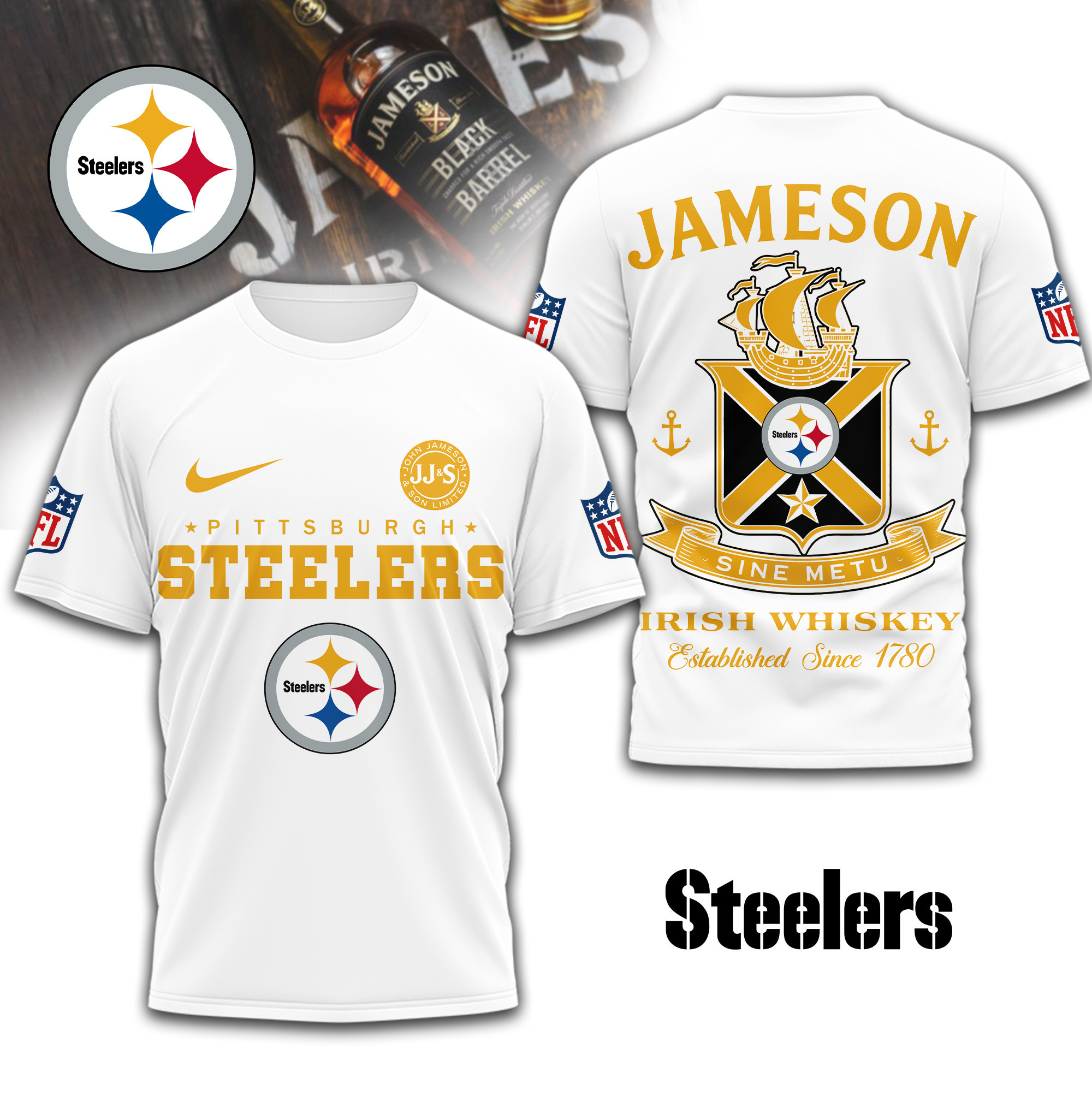 Pittsburgh Steelers | Premium NFL Jameson Irish Whiskey 3D Shirt TD