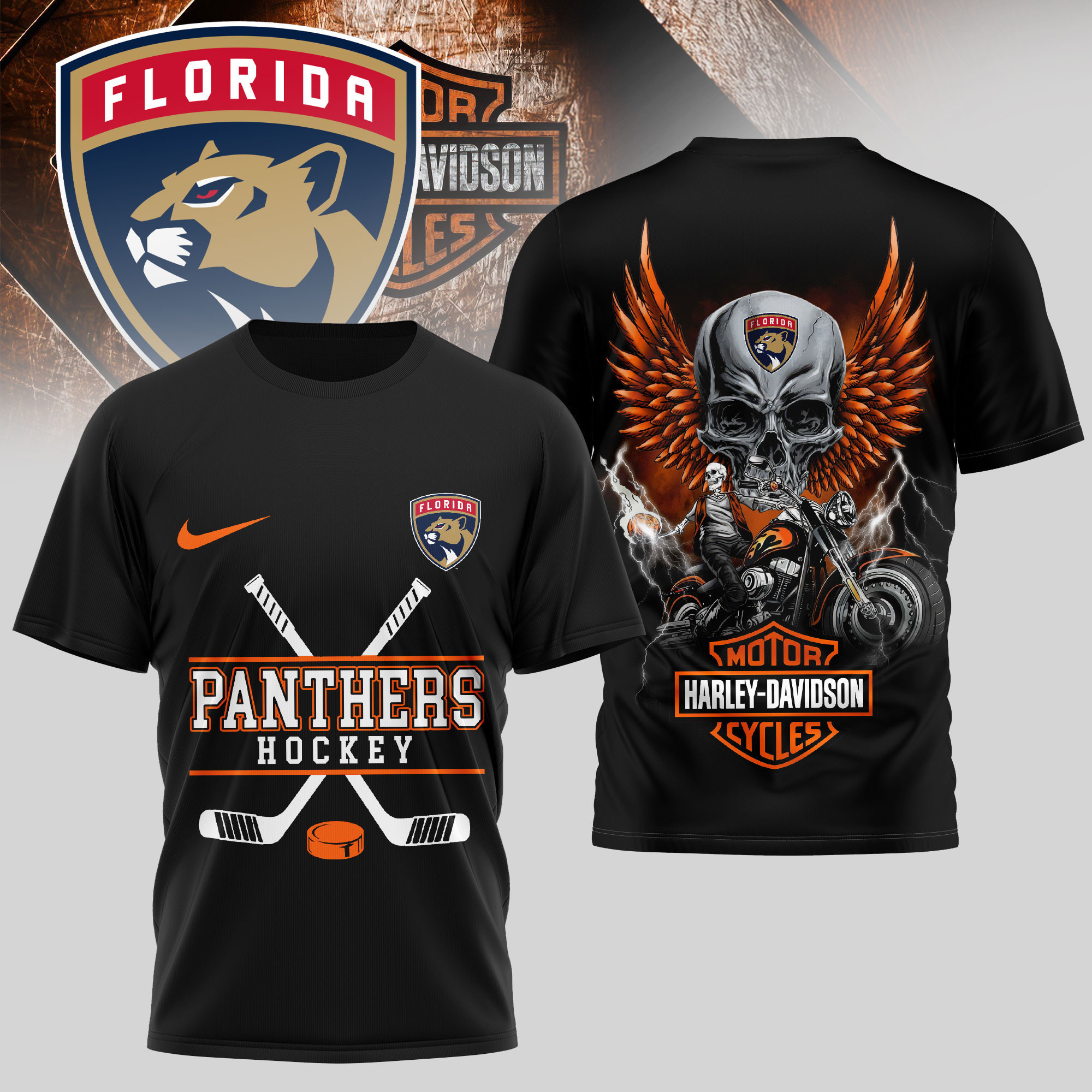 Florida Panthers | Premium NHL Harley Davidson 3D Shirt TD