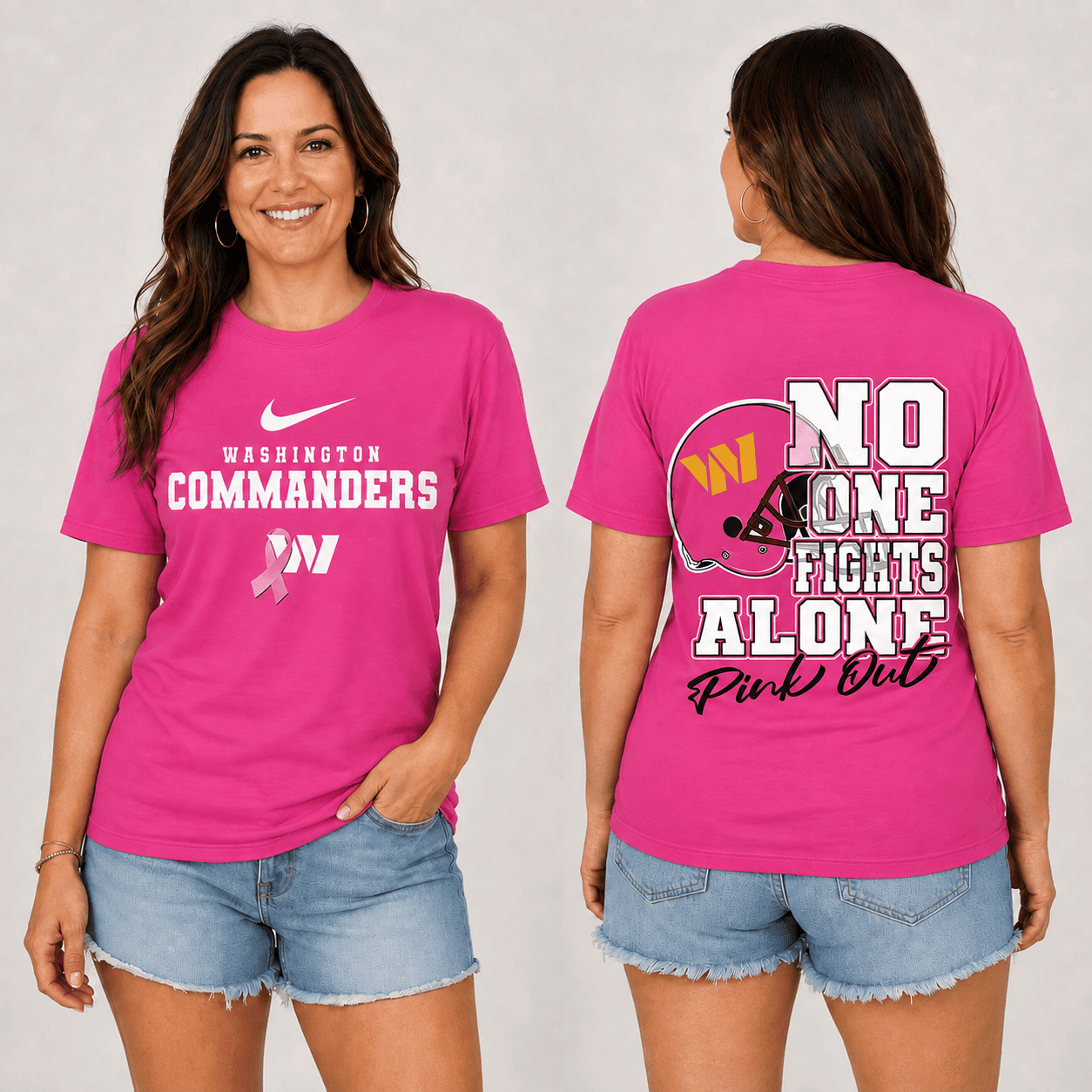 Washington Commanders | Premium NFL No One Fight Alone Pink Out T-Shirt TD