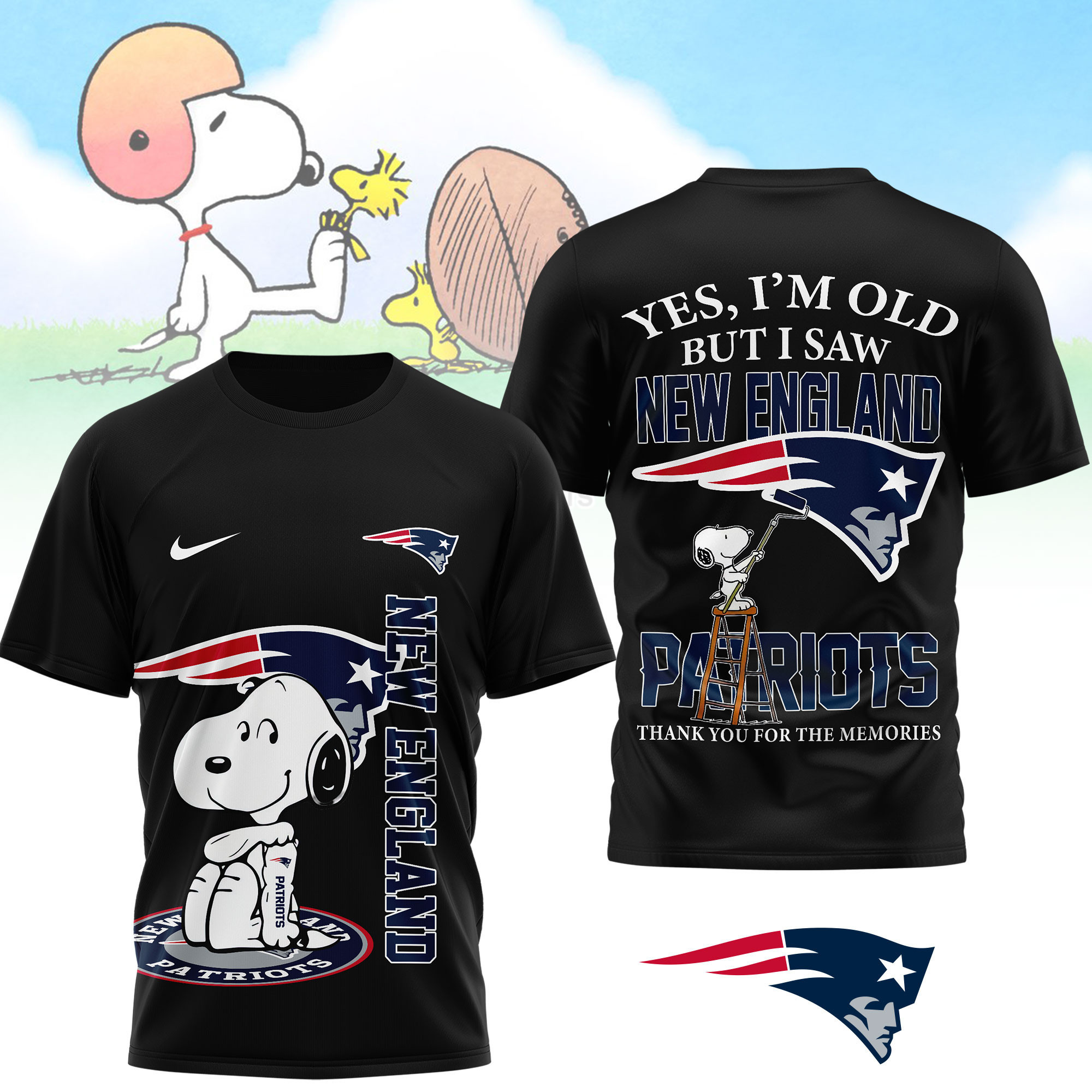 New England Patriots | Premium NFL Snoopy Graphic 3D T-Shirt NTH1