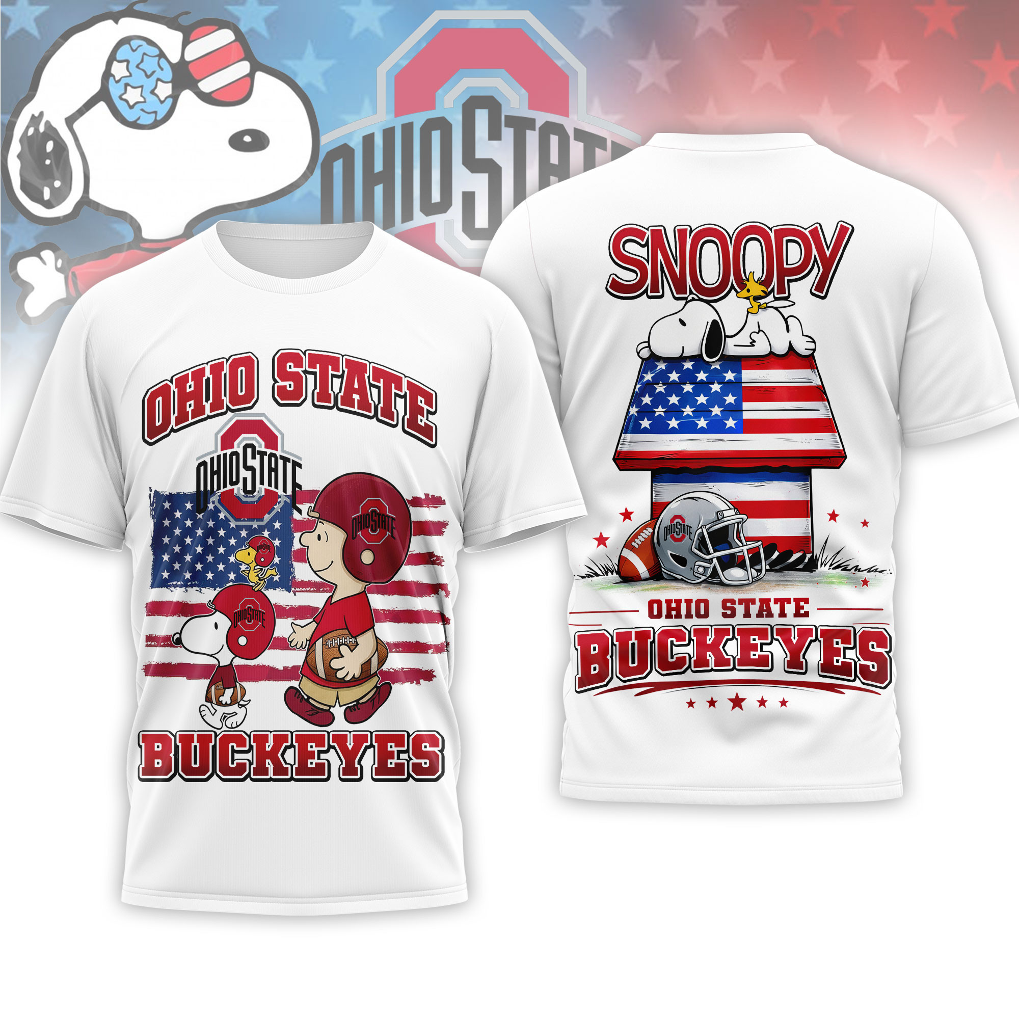Ohio State Buckeyes | Premium NCAA America 250 with Snoopy 3D Shirt NTH1