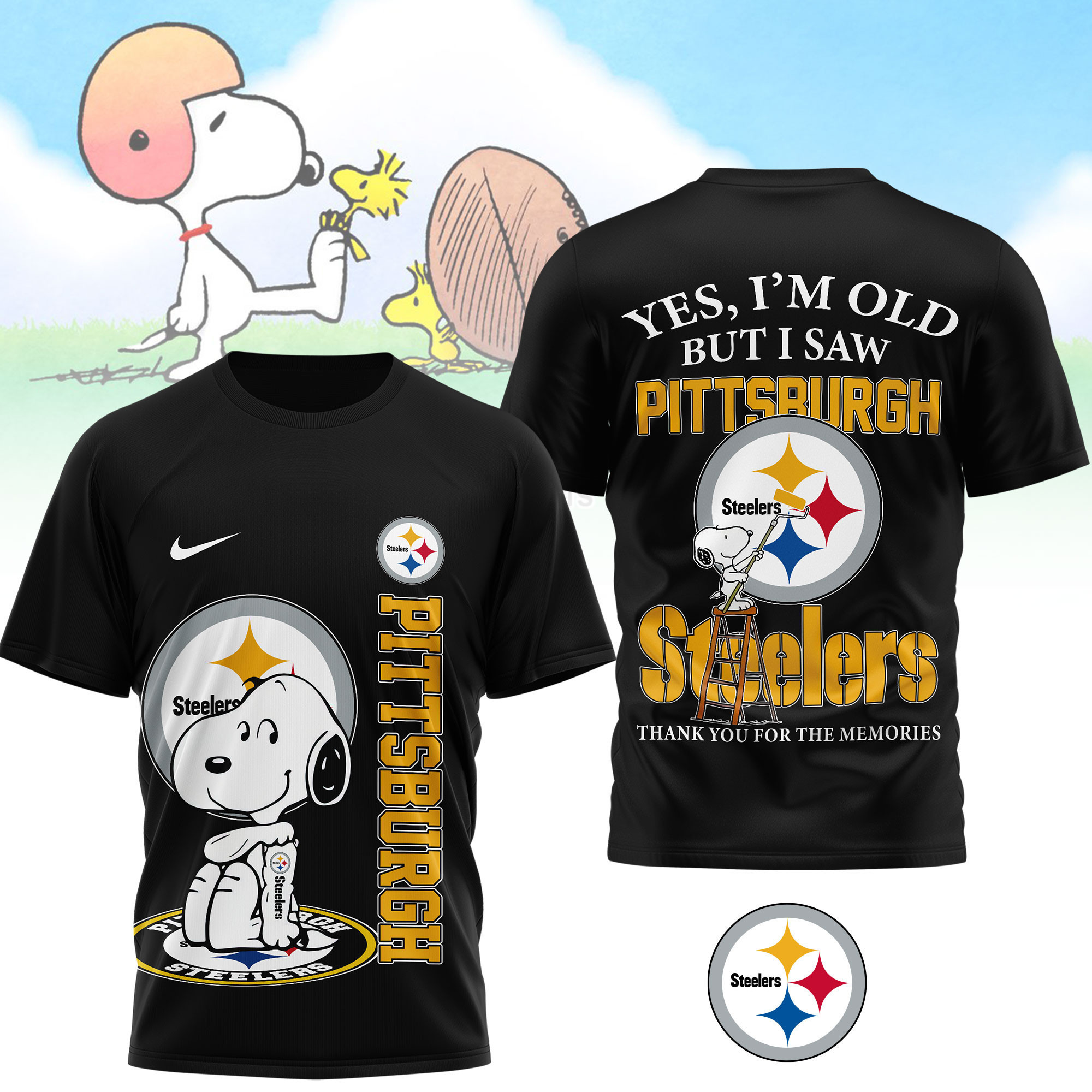 Pittsburgh Steelers | Premium NFL Snoopy Graphic 3D T-Shirt NTH1