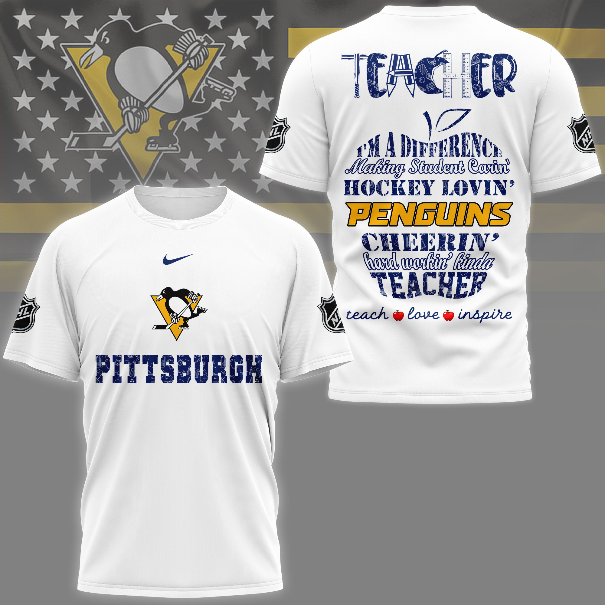 Pittsburgh Penguins | Premium NHL Teacher Pride 3D Shirt NY