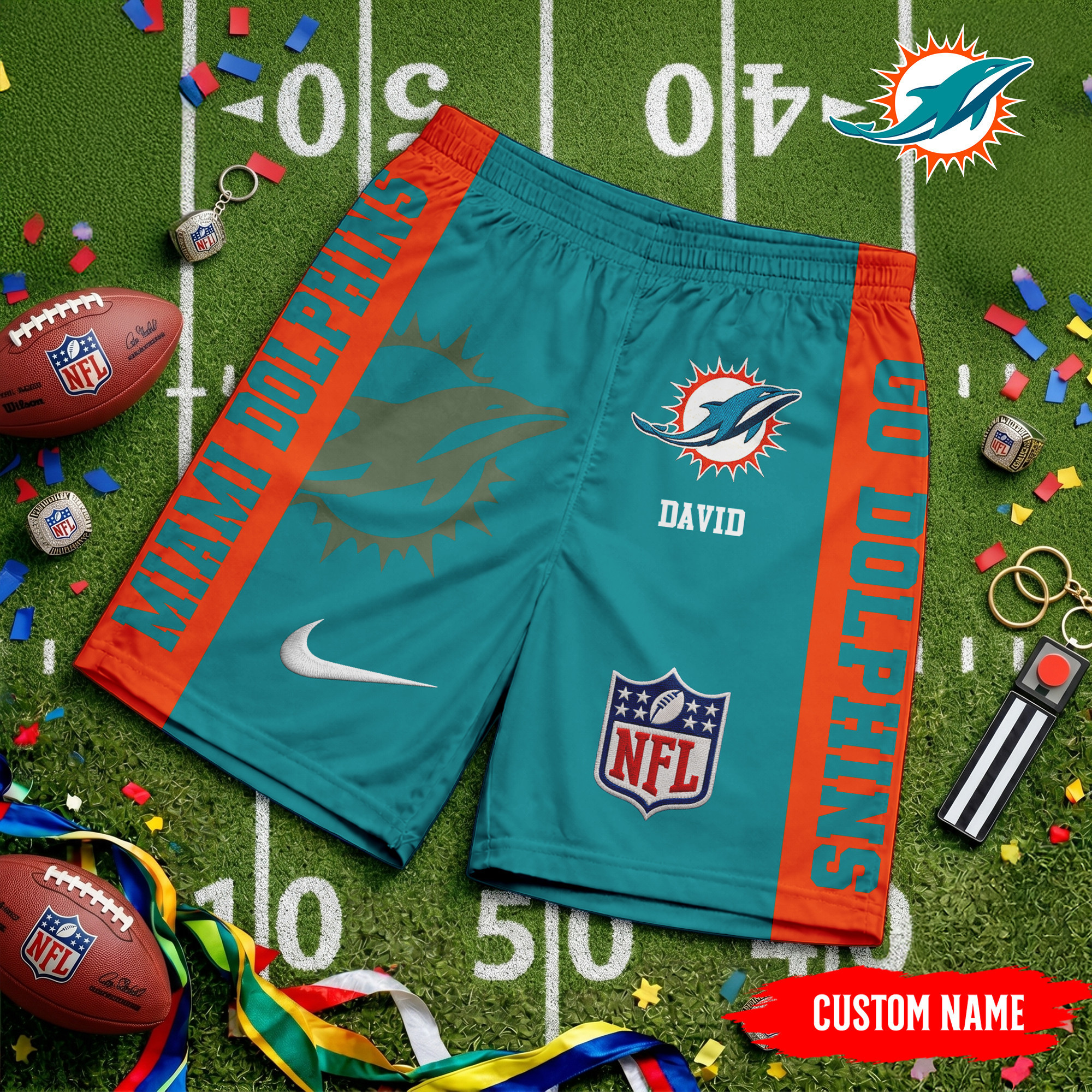 Miami Dolphins | Premium NFL Game Day Personalized Shorts TD
